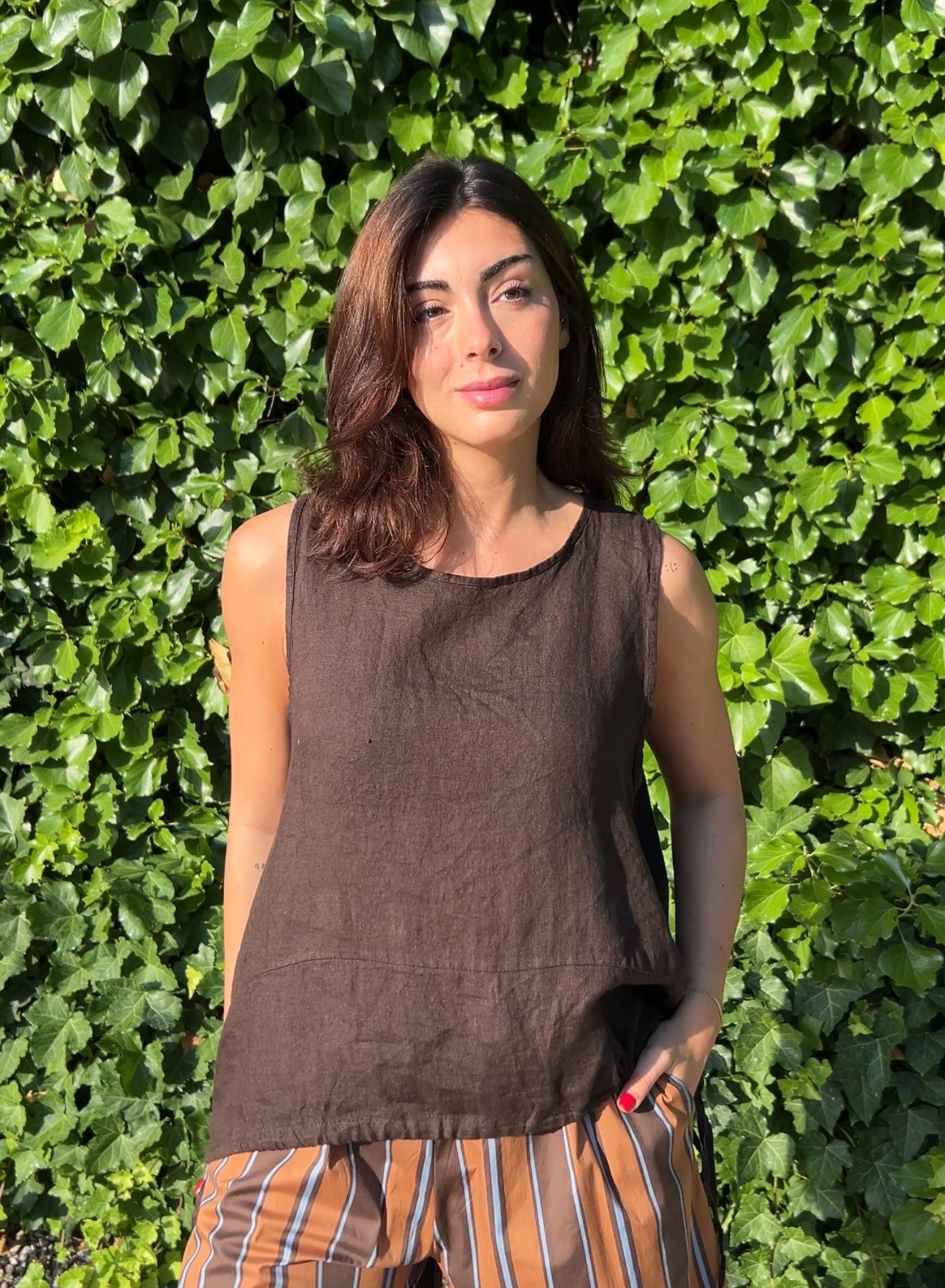 Blusa lino choco