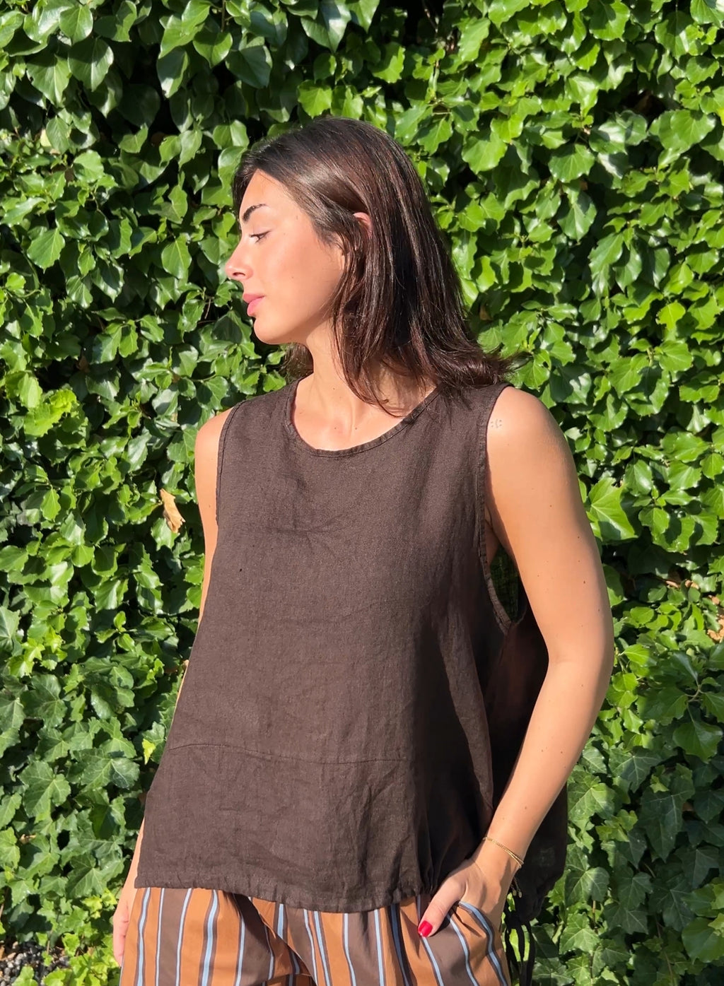 Blusa lino choco