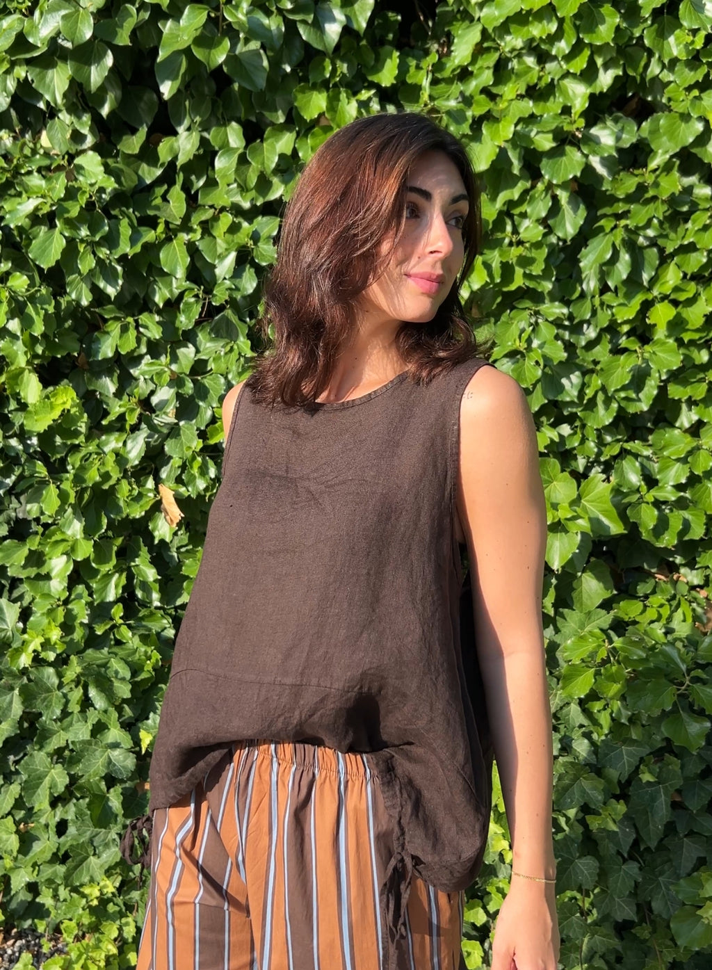 Blusa lino choco