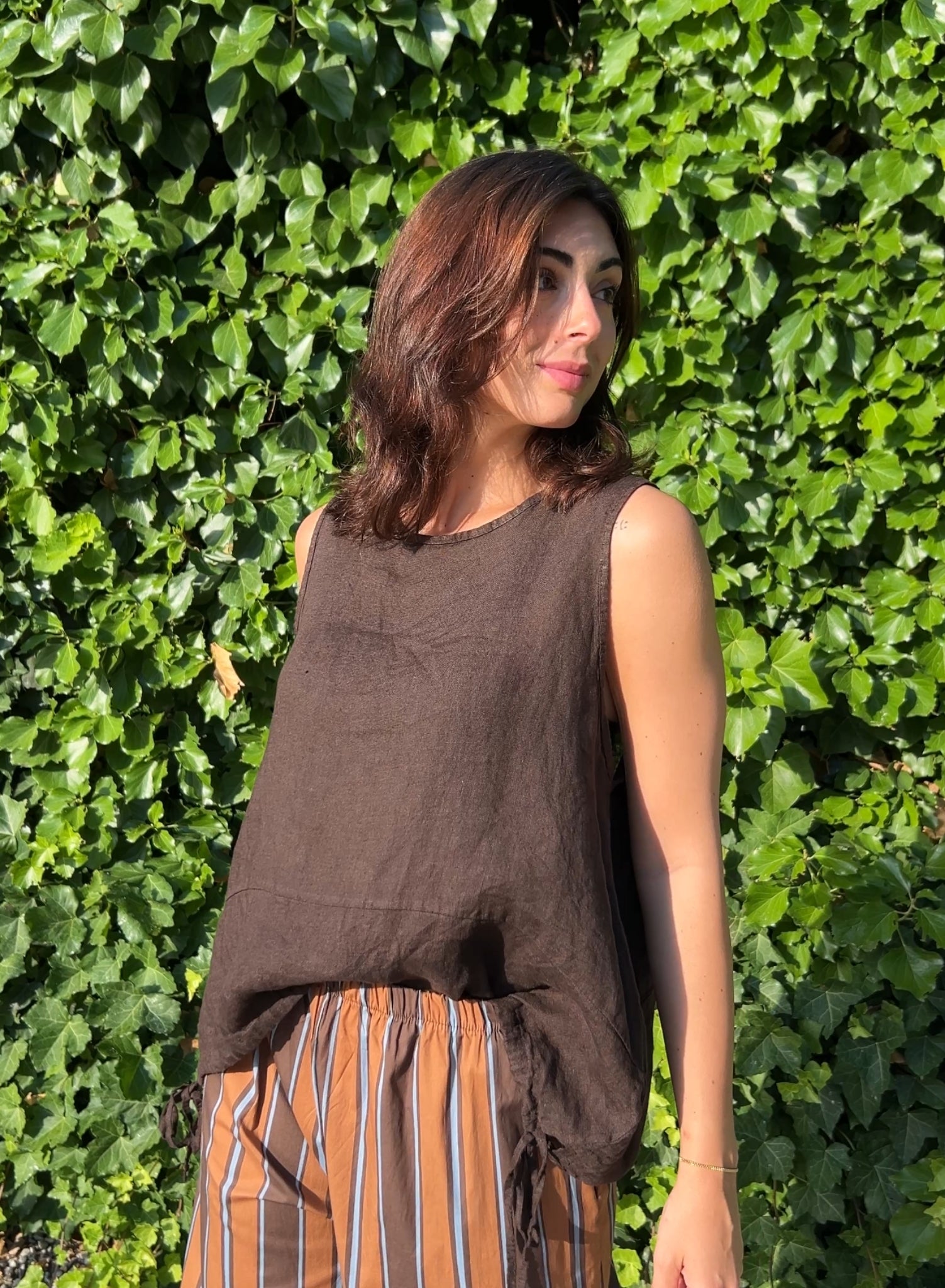 Blusa lino choco