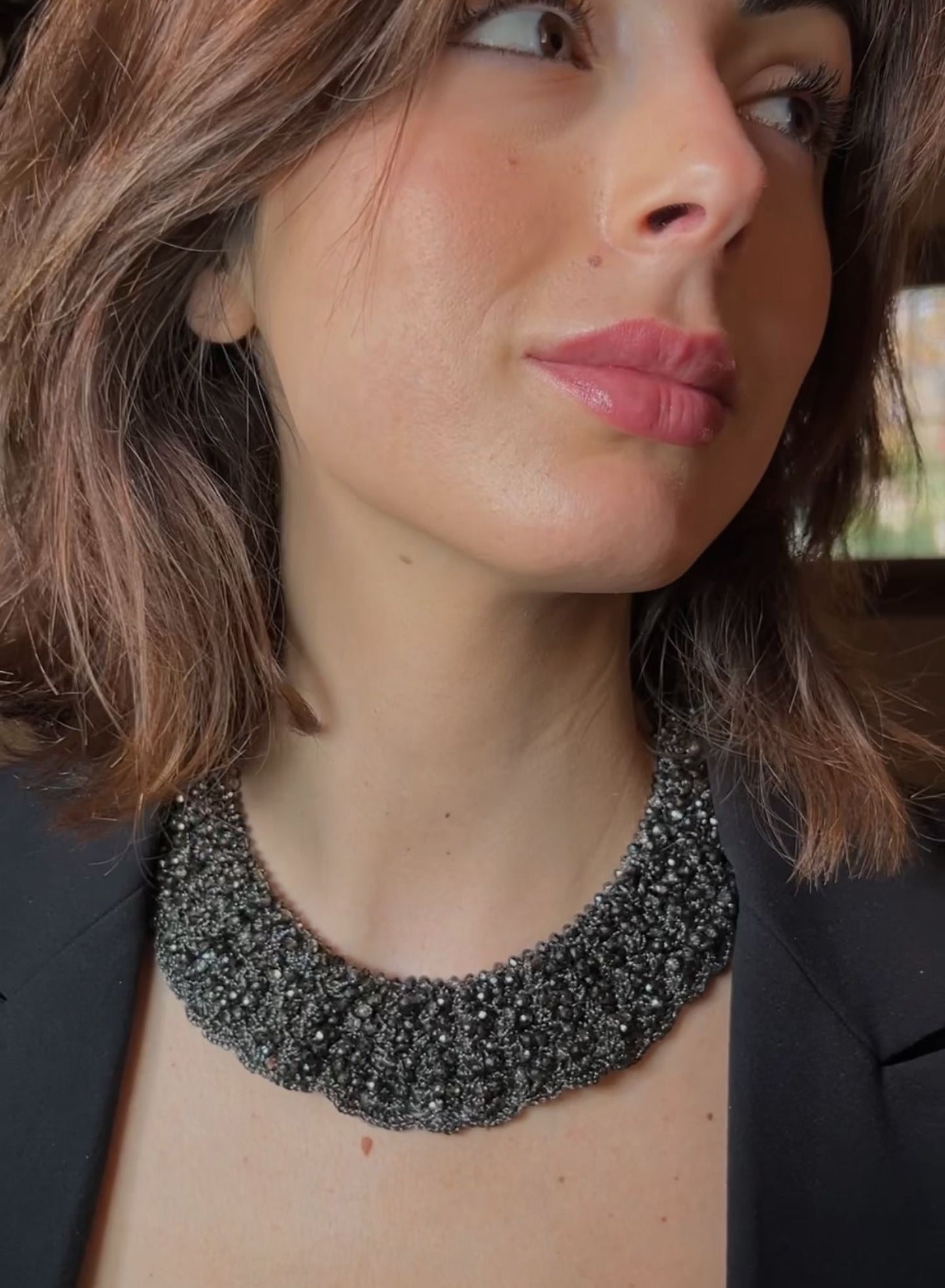 Black crystal choker