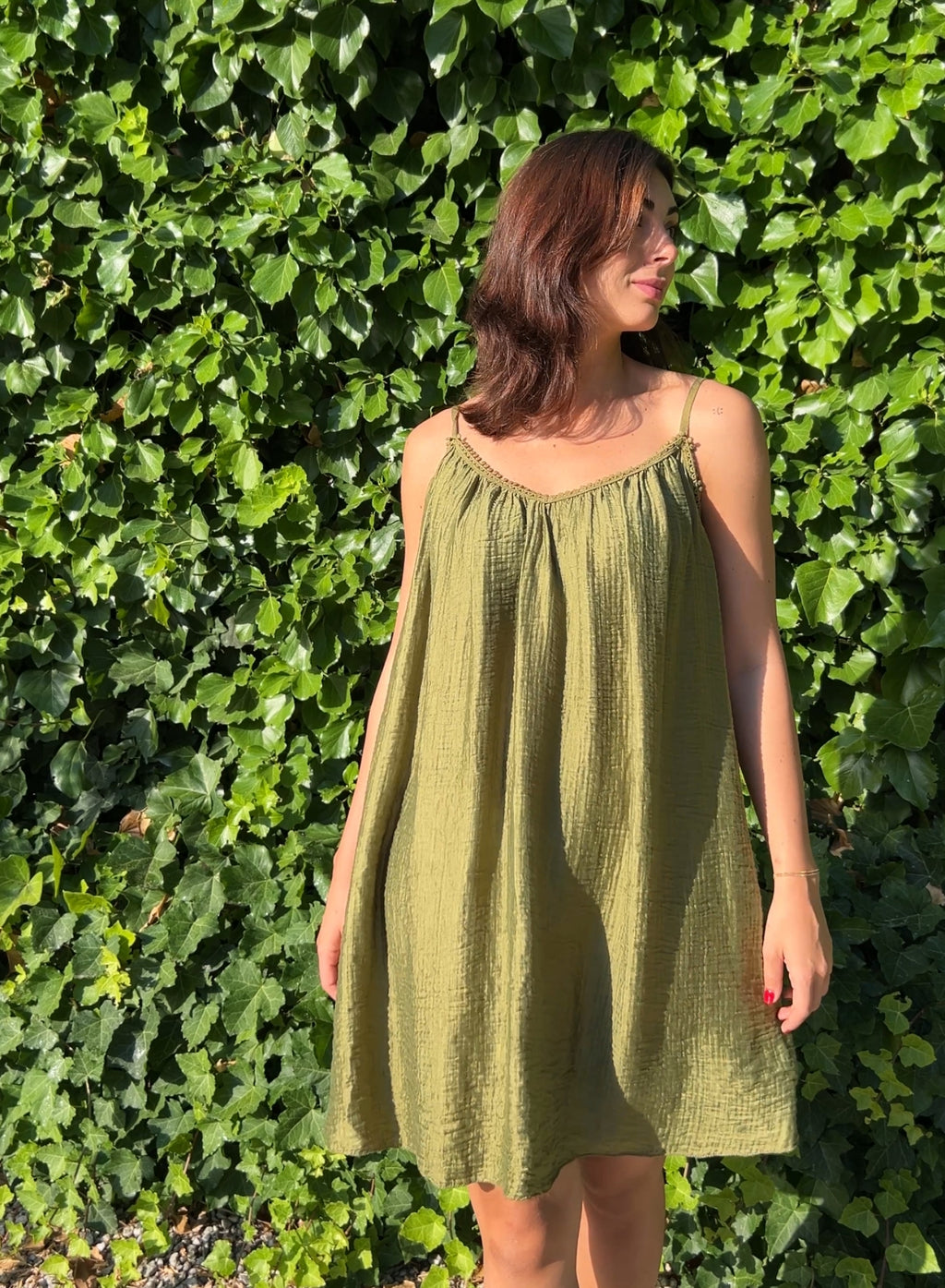Vestido bambula oliva
