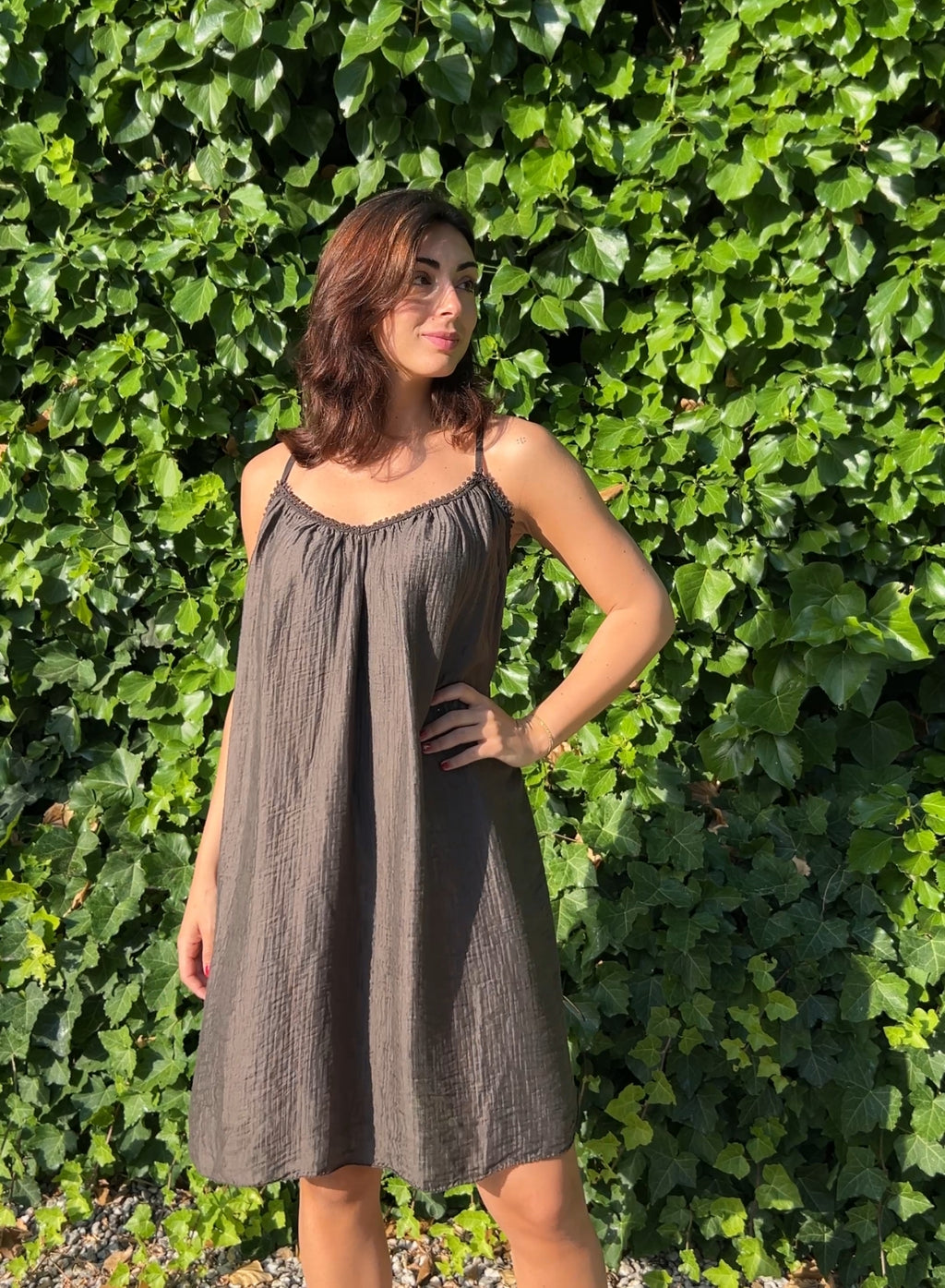 Vestido bambula choco