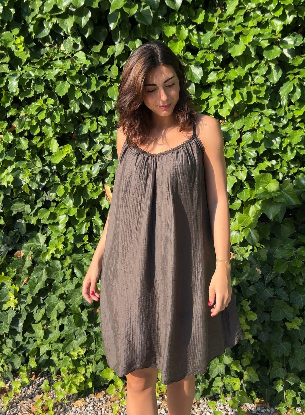 Vestido bambula choco