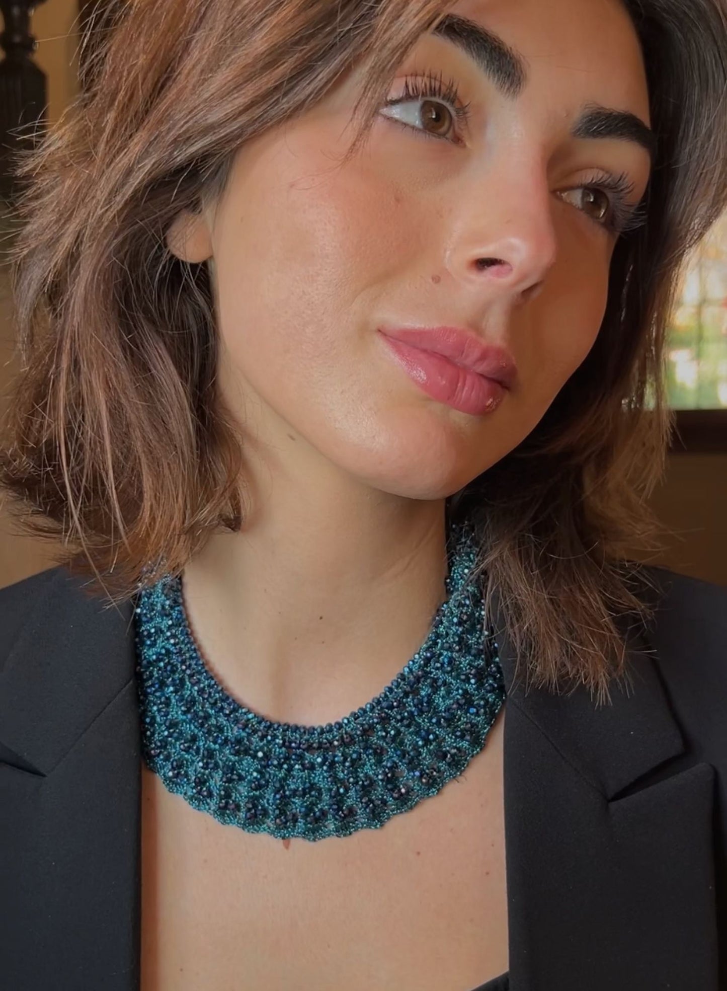 Blue crystal choker