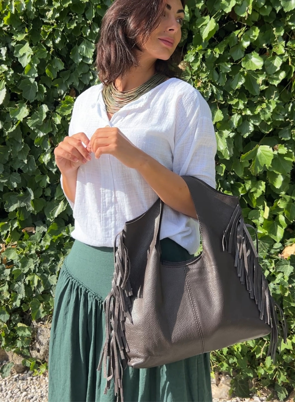 Bolso flecos choco