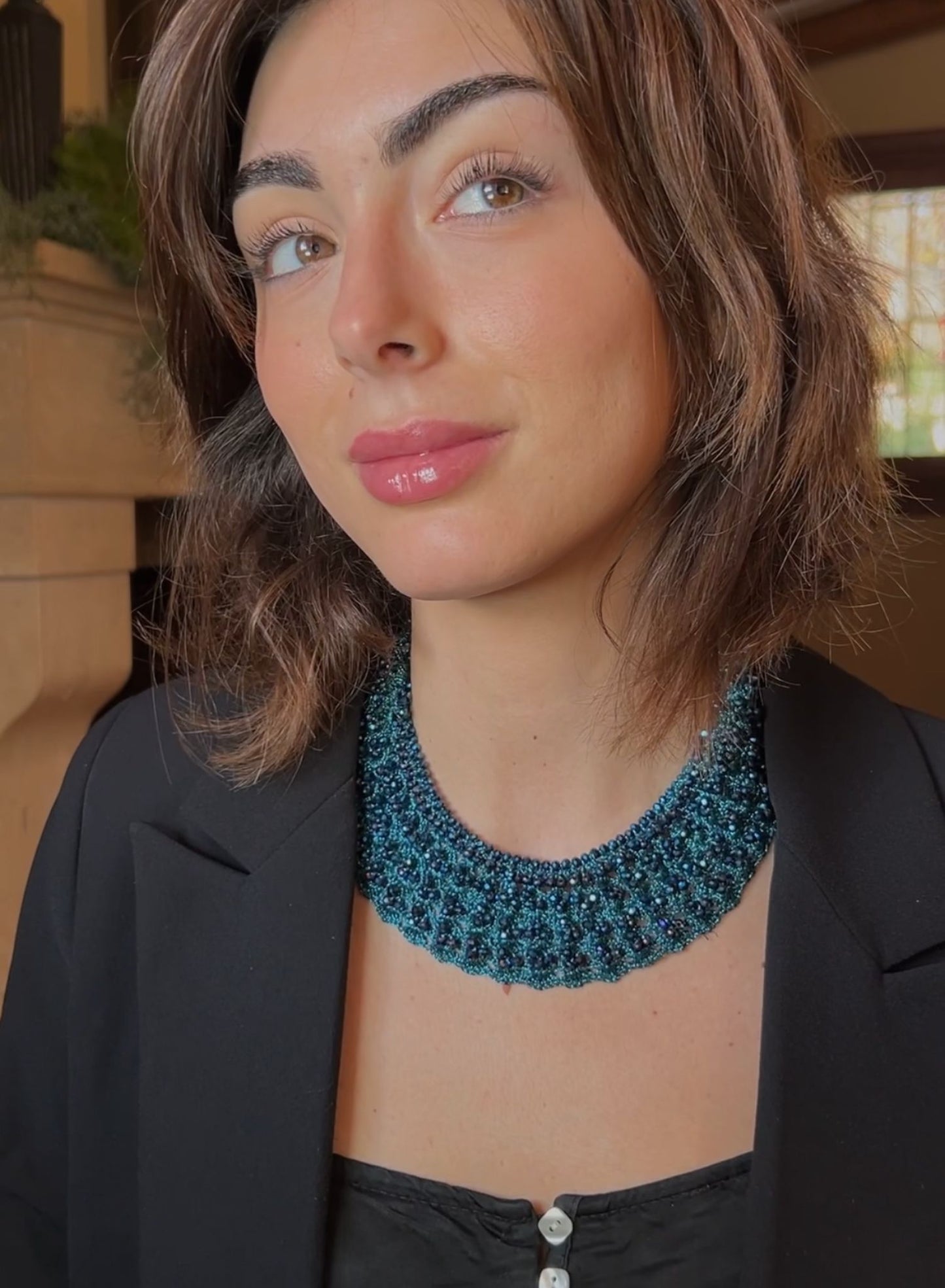 Blue crystal choker
