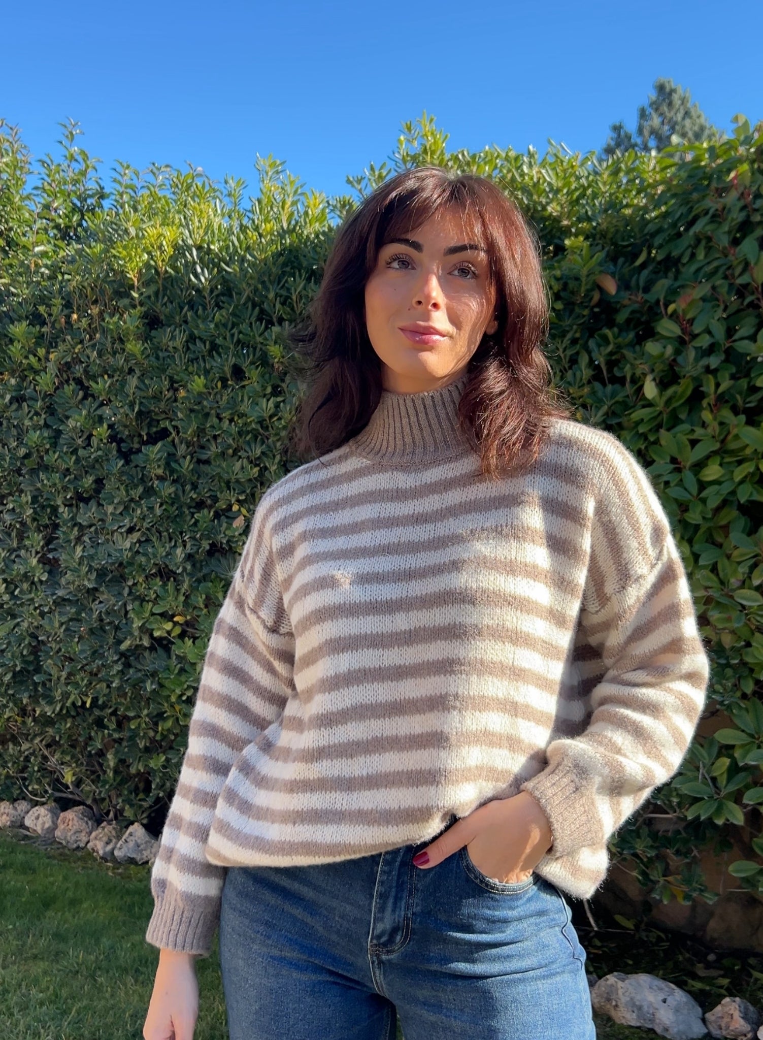 Maroon V-neck sweater