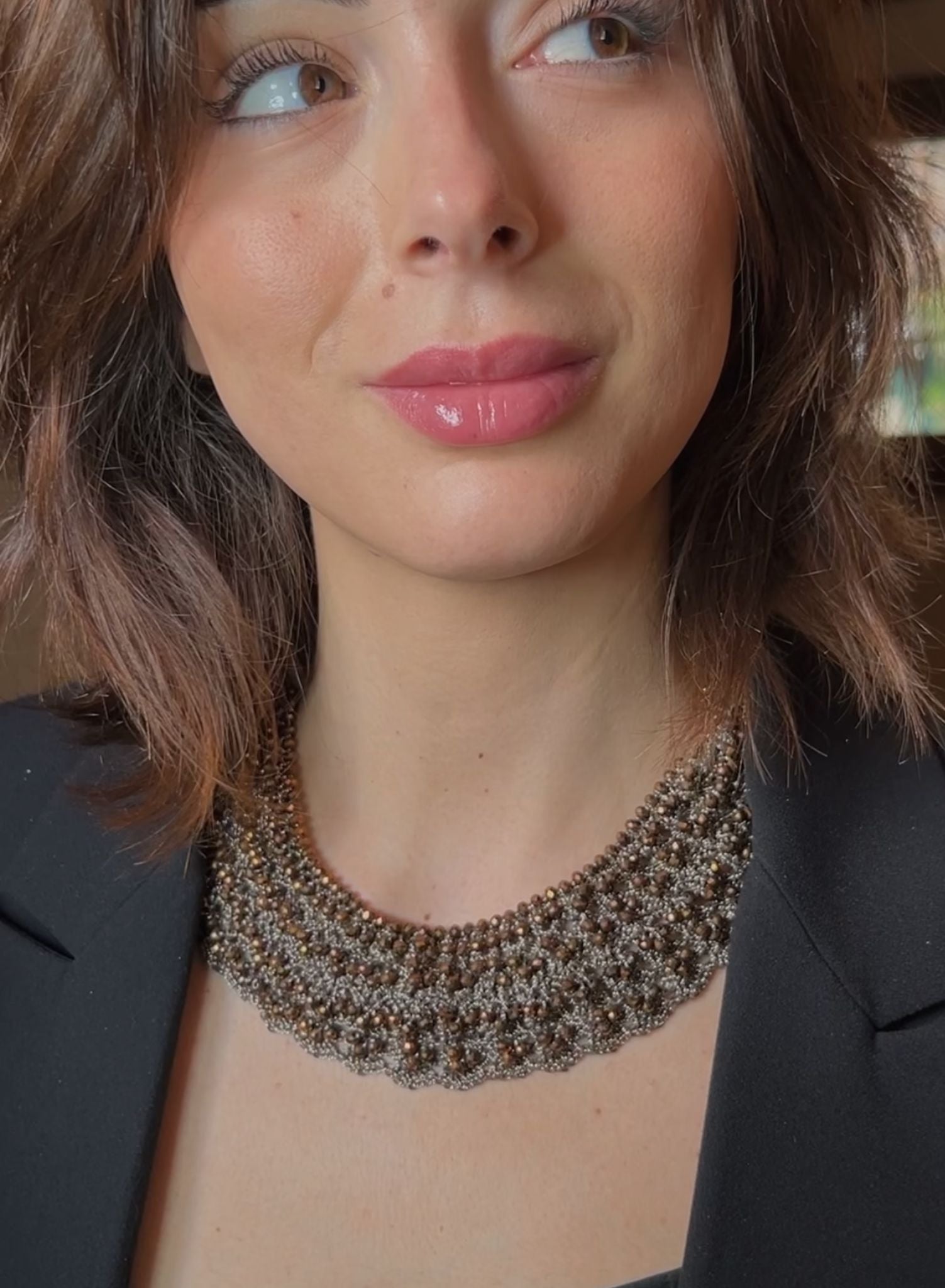 Choker cristal marron