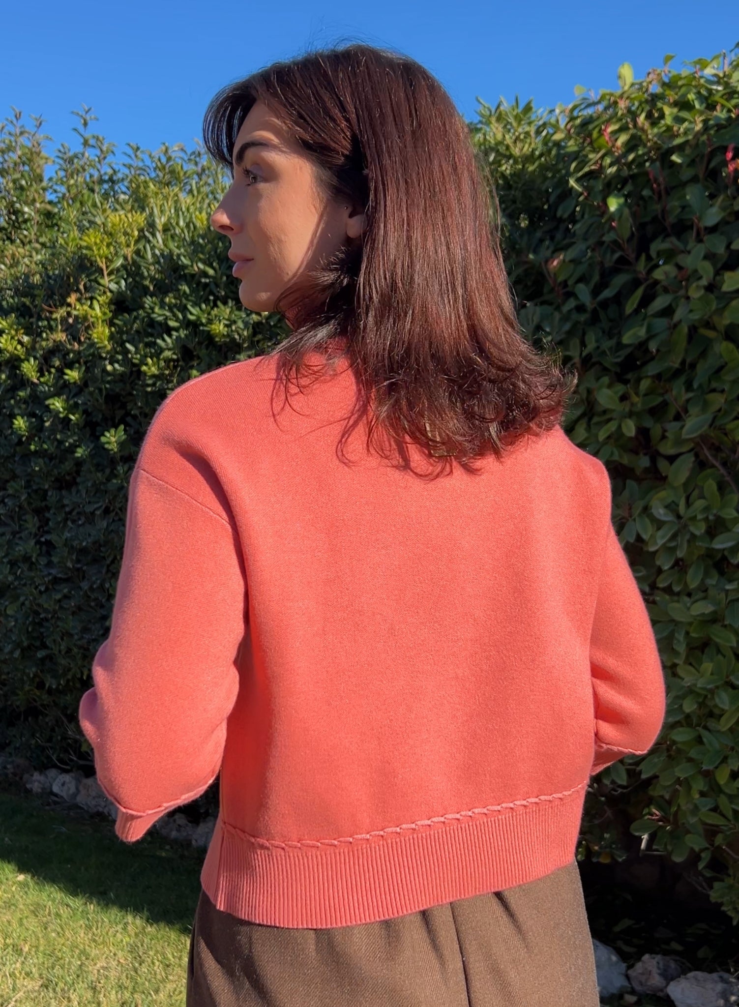 Jersey cuello alto coral