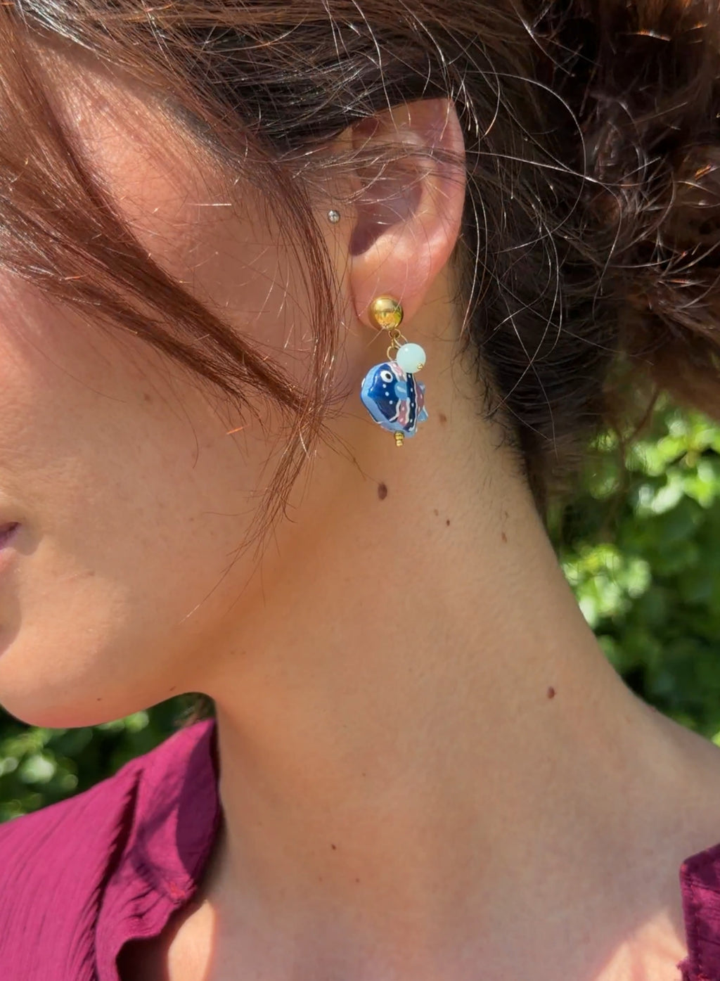 Pendientes pez XL piedra
