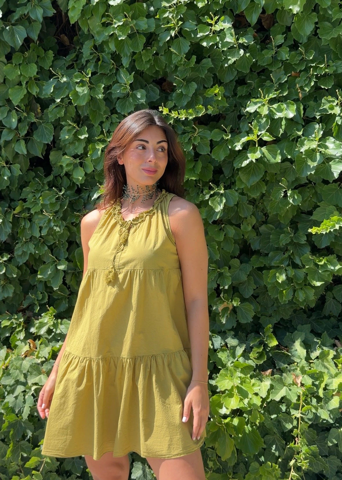 Vestido algodón oliva