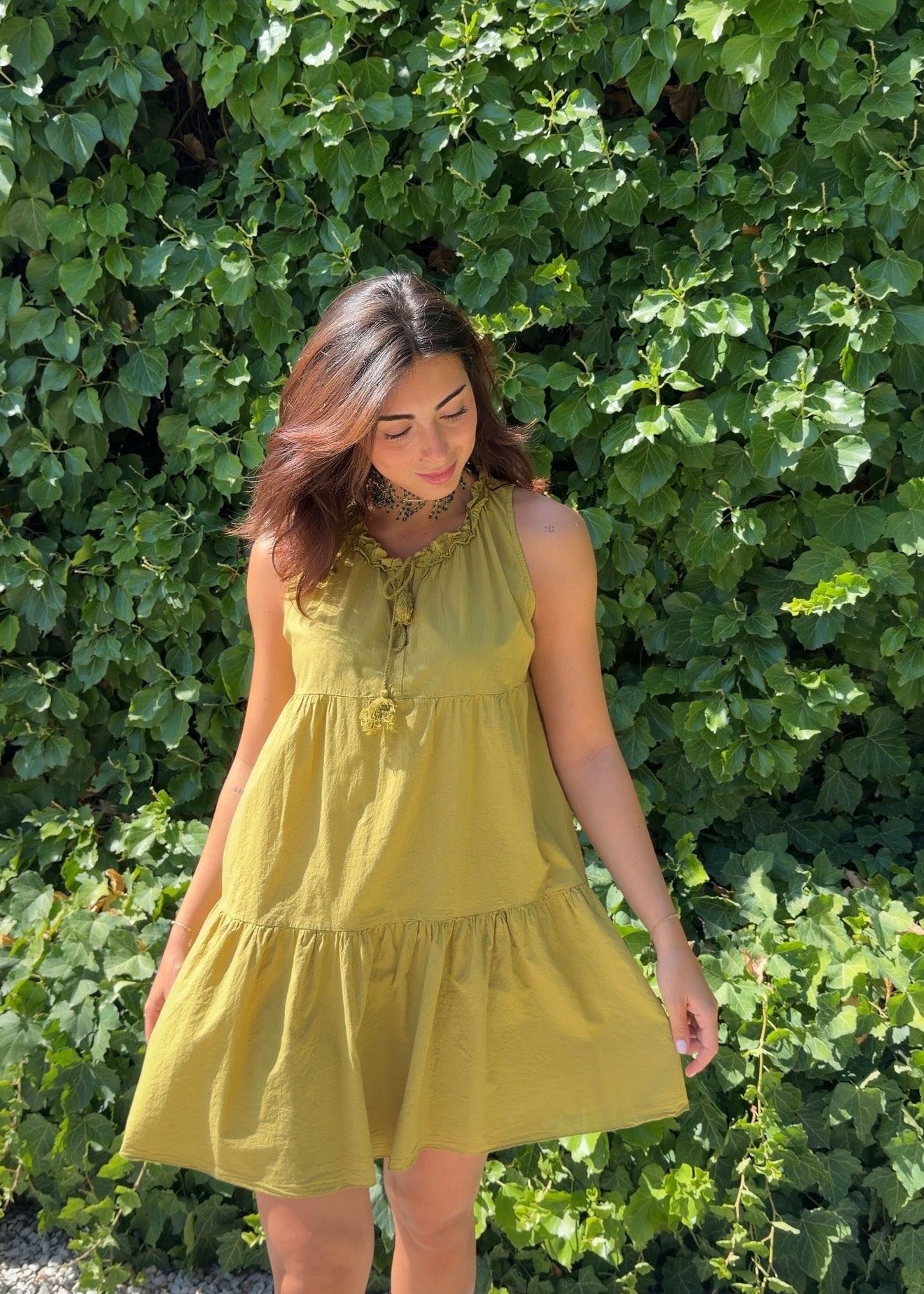 Vestido algodón oliva