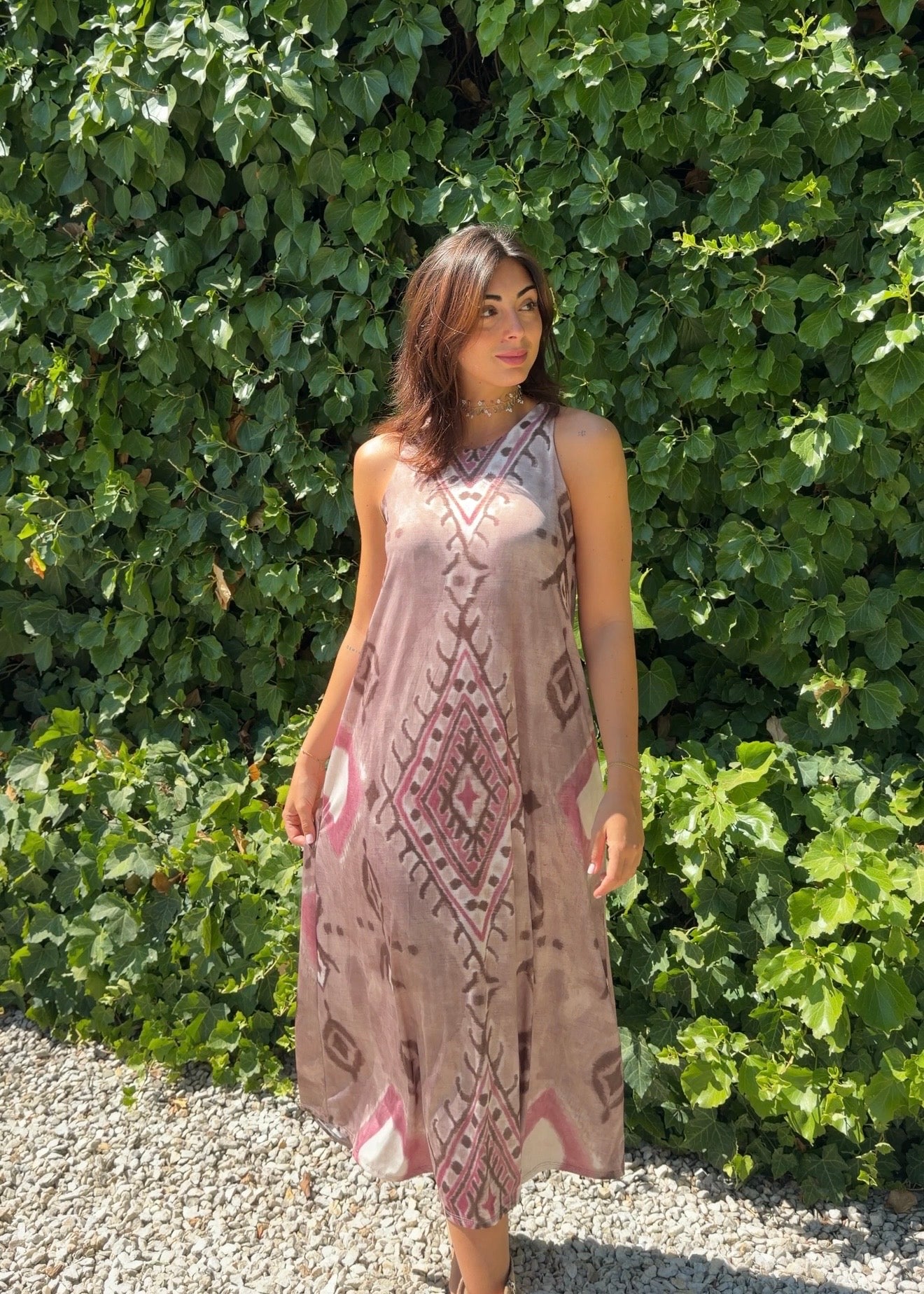 Vestido licra étnico gris