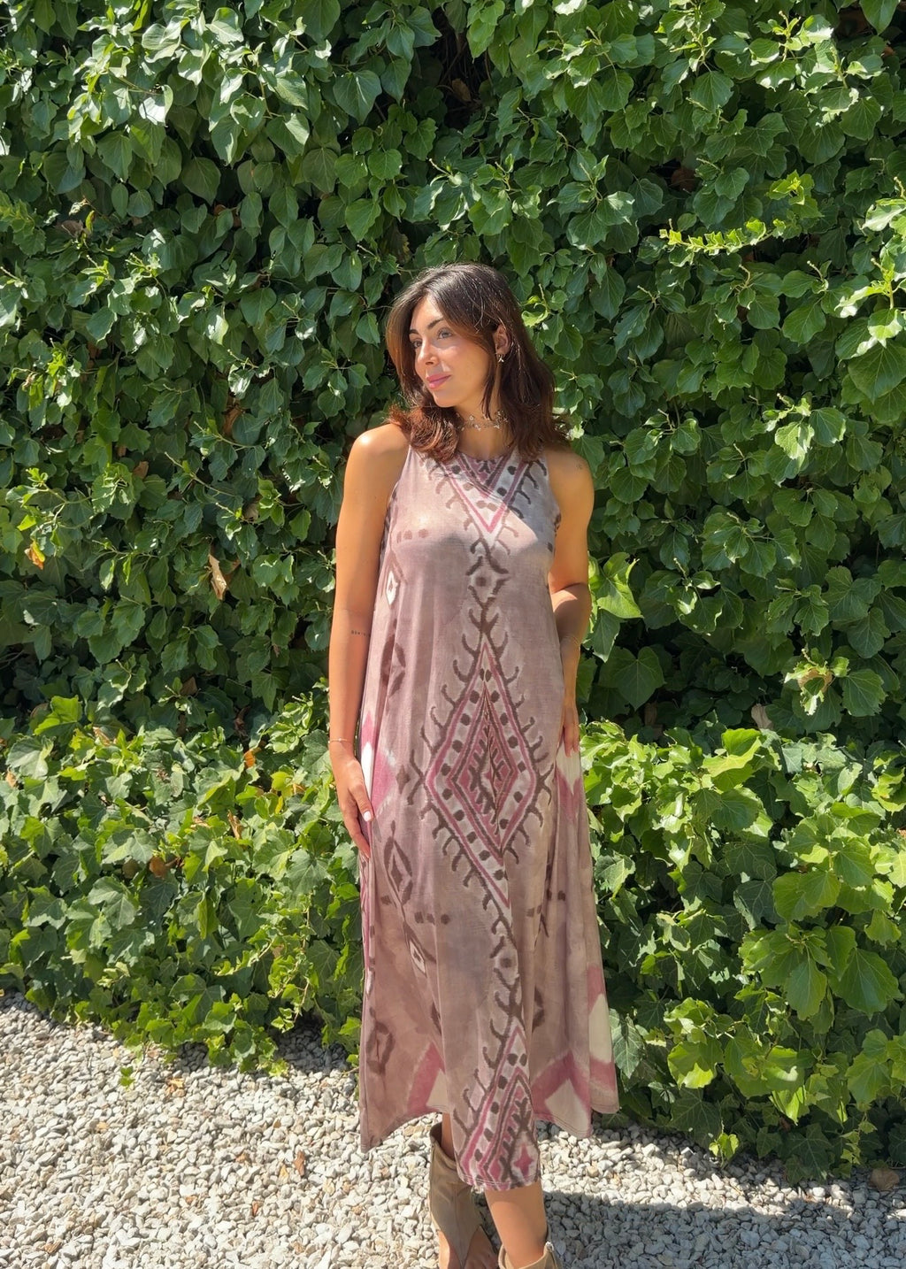 Vestido licra étnico gris