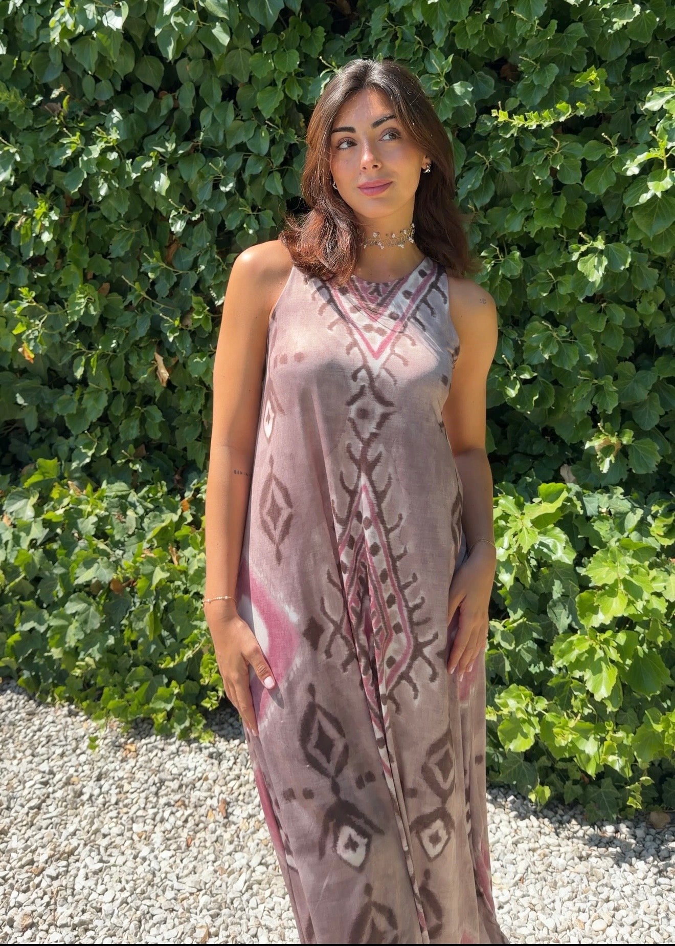Vestido licra étnico gris