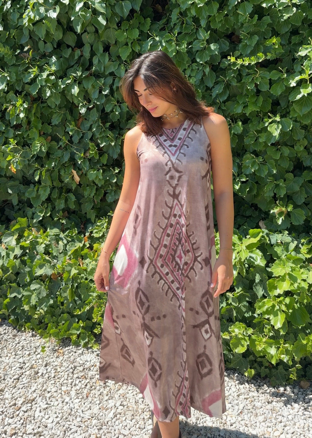 Vestido licra étnico gris