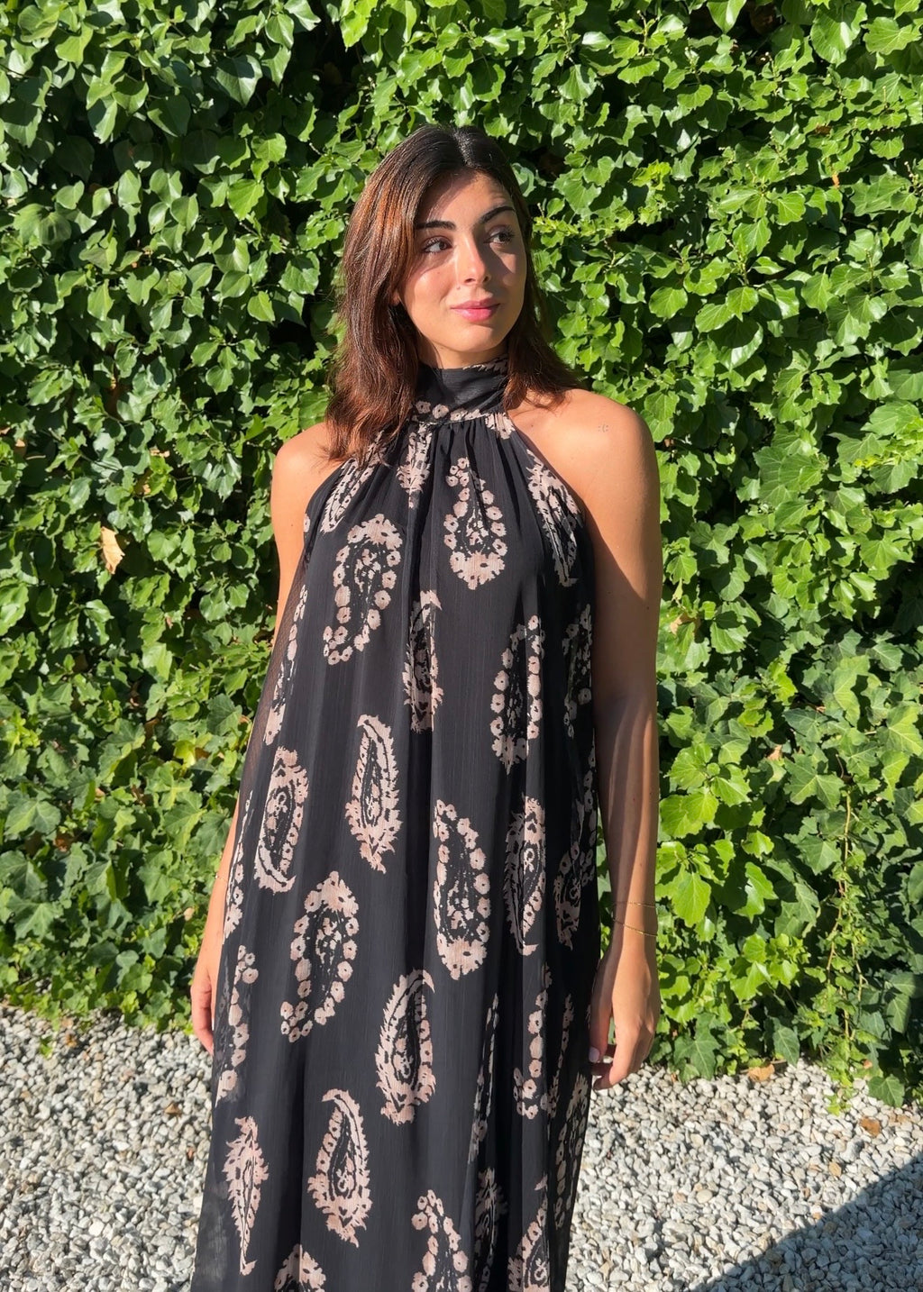 Vestido gasa estampado negro