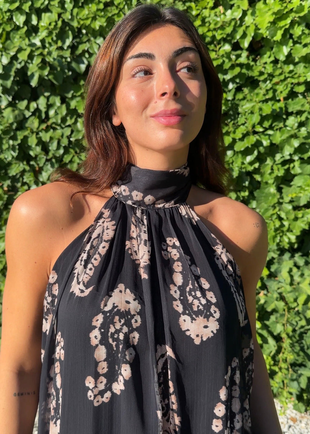 Vestido gasa estampado negro
