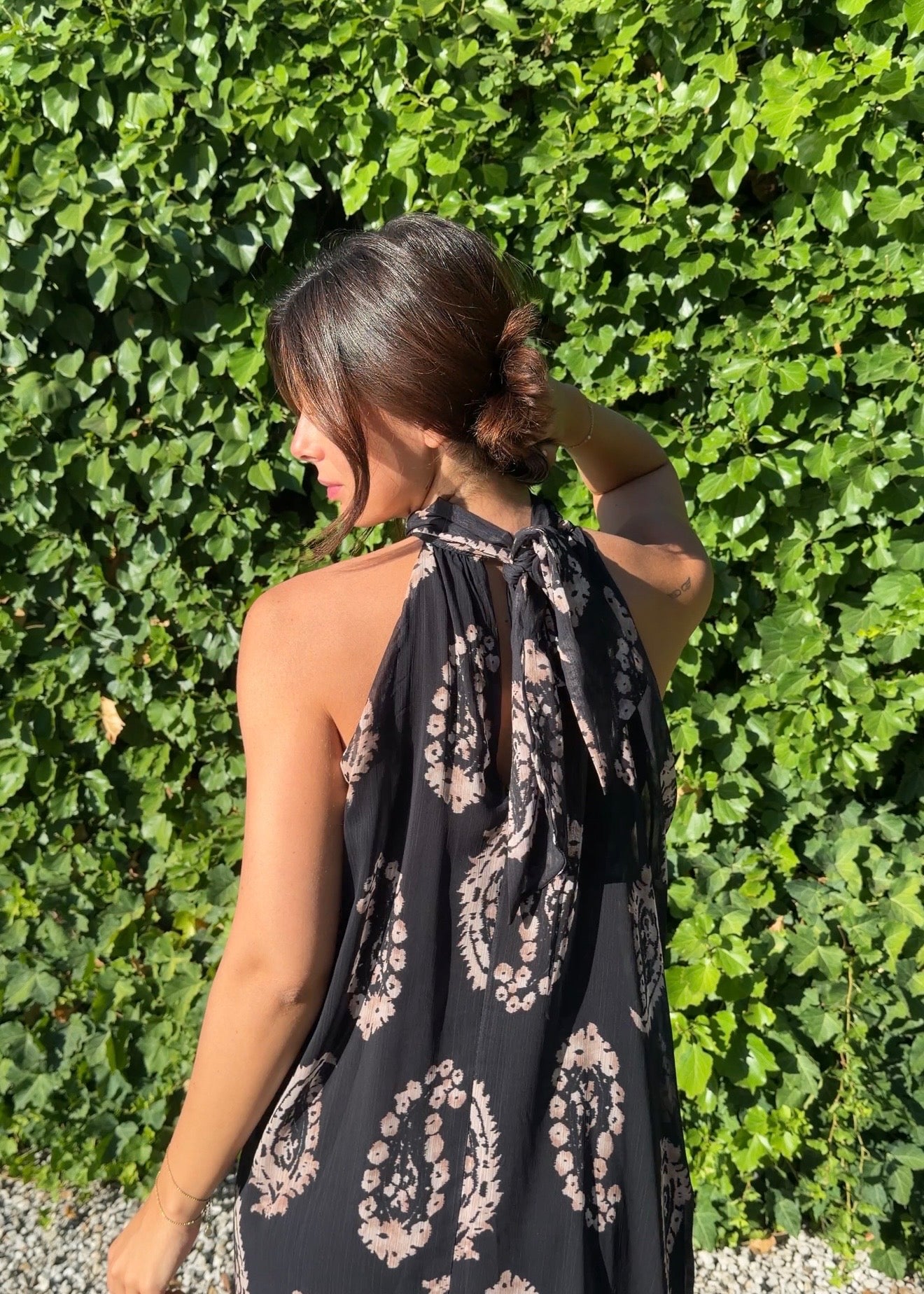 Vestido gasa estampado negro