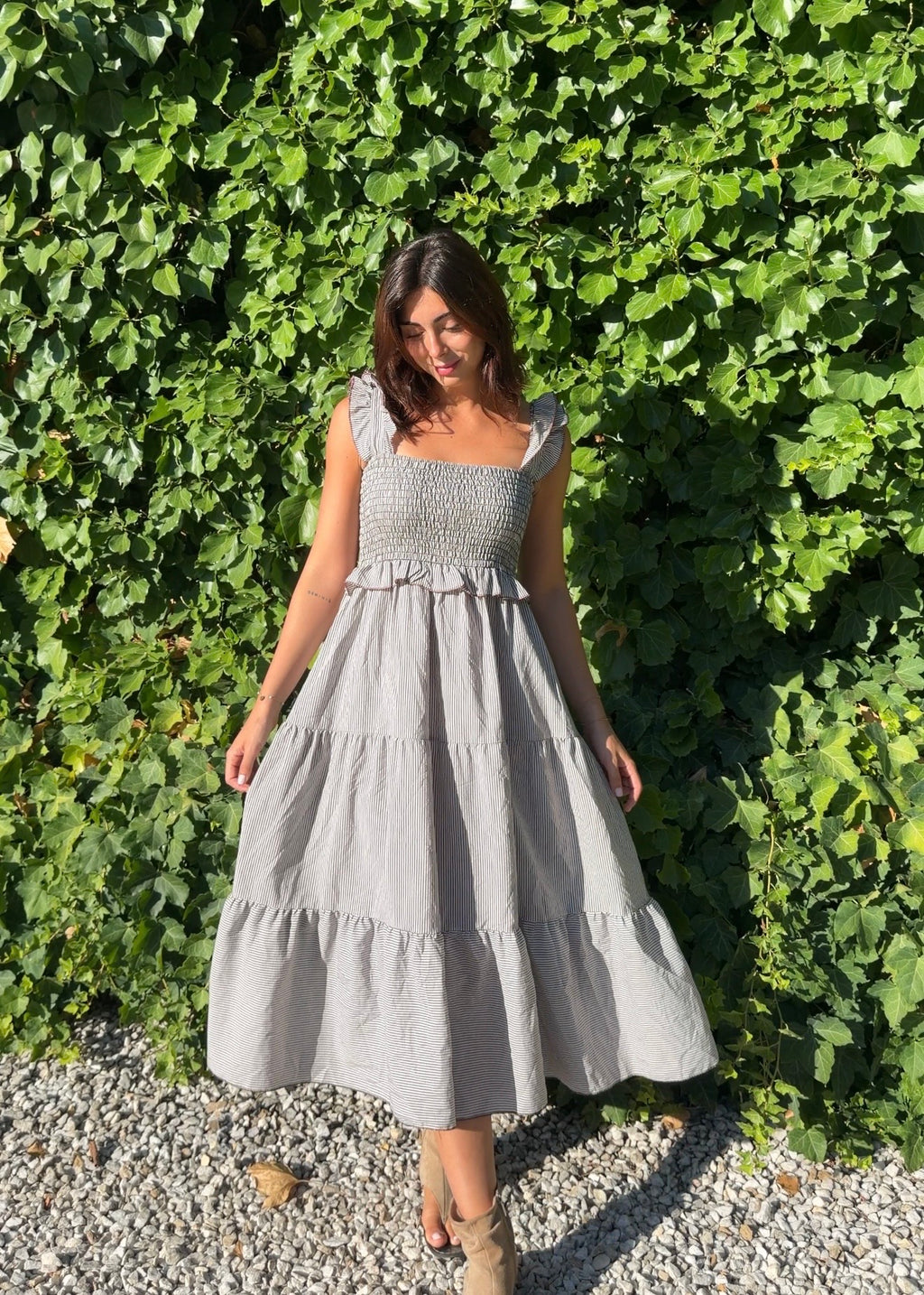 Vestido rayas gris