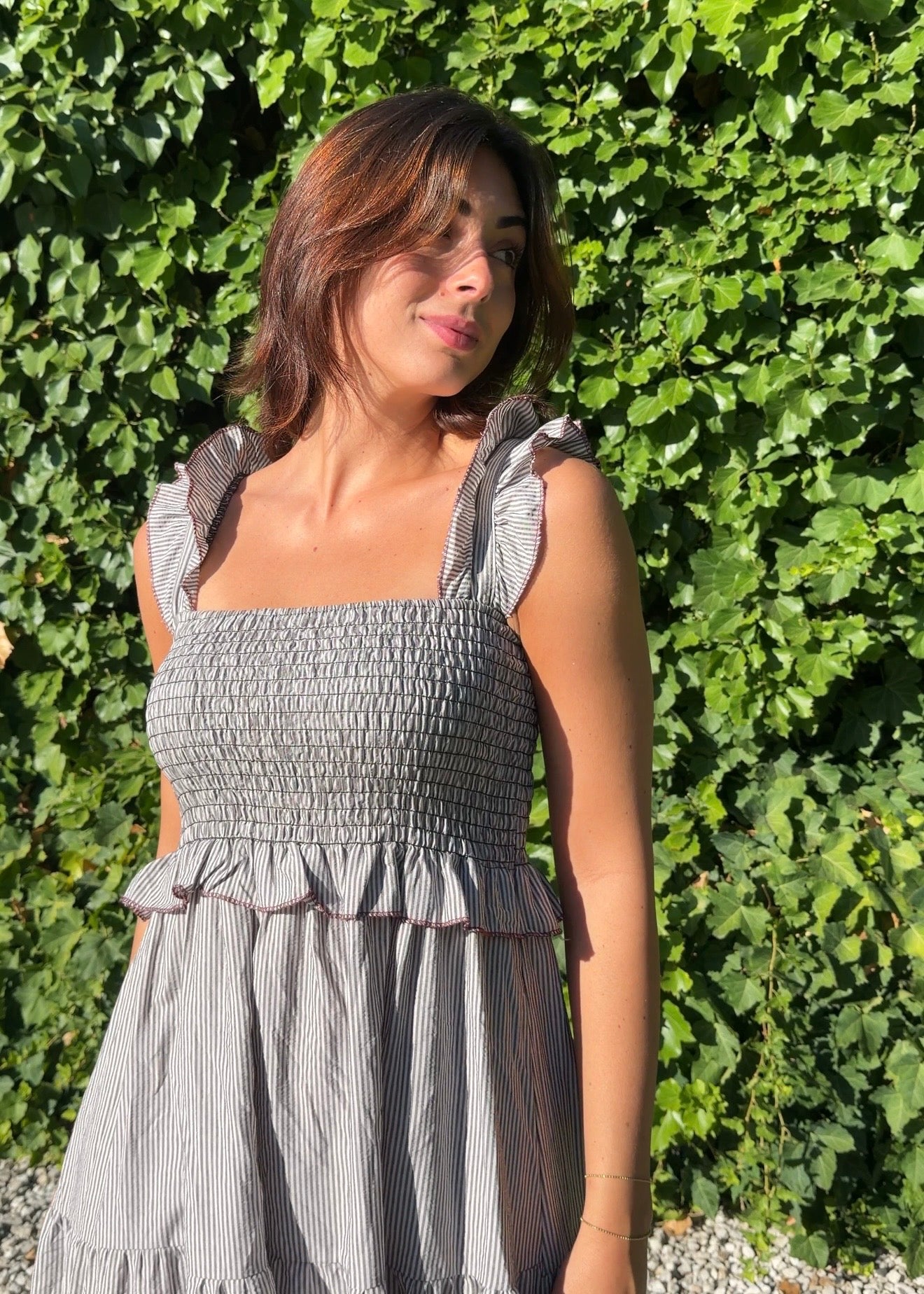 Vestido rayas gris