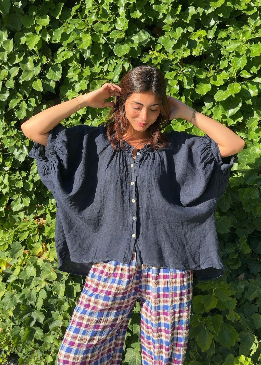 Blusa lino marino