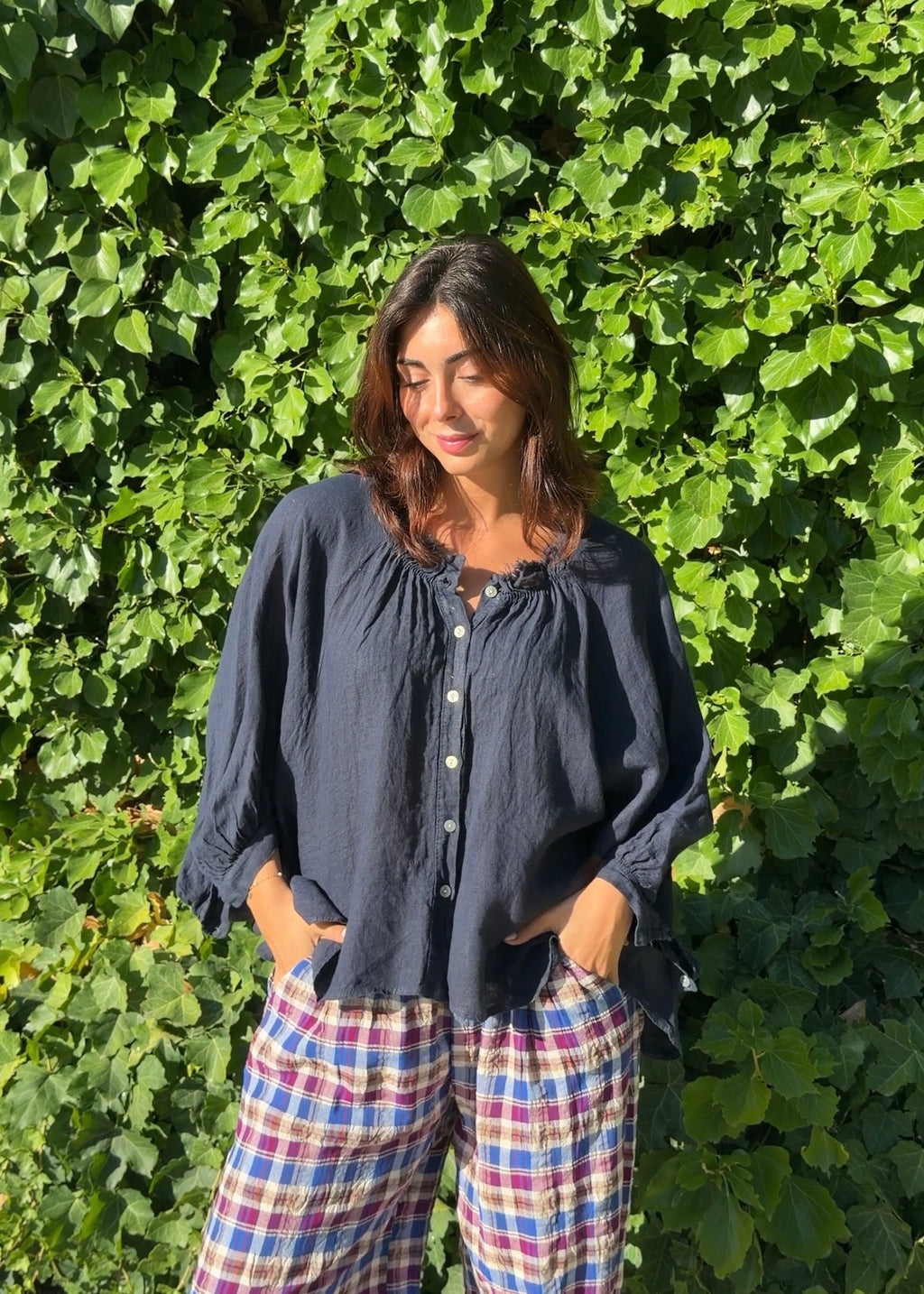 Blusa lino marino