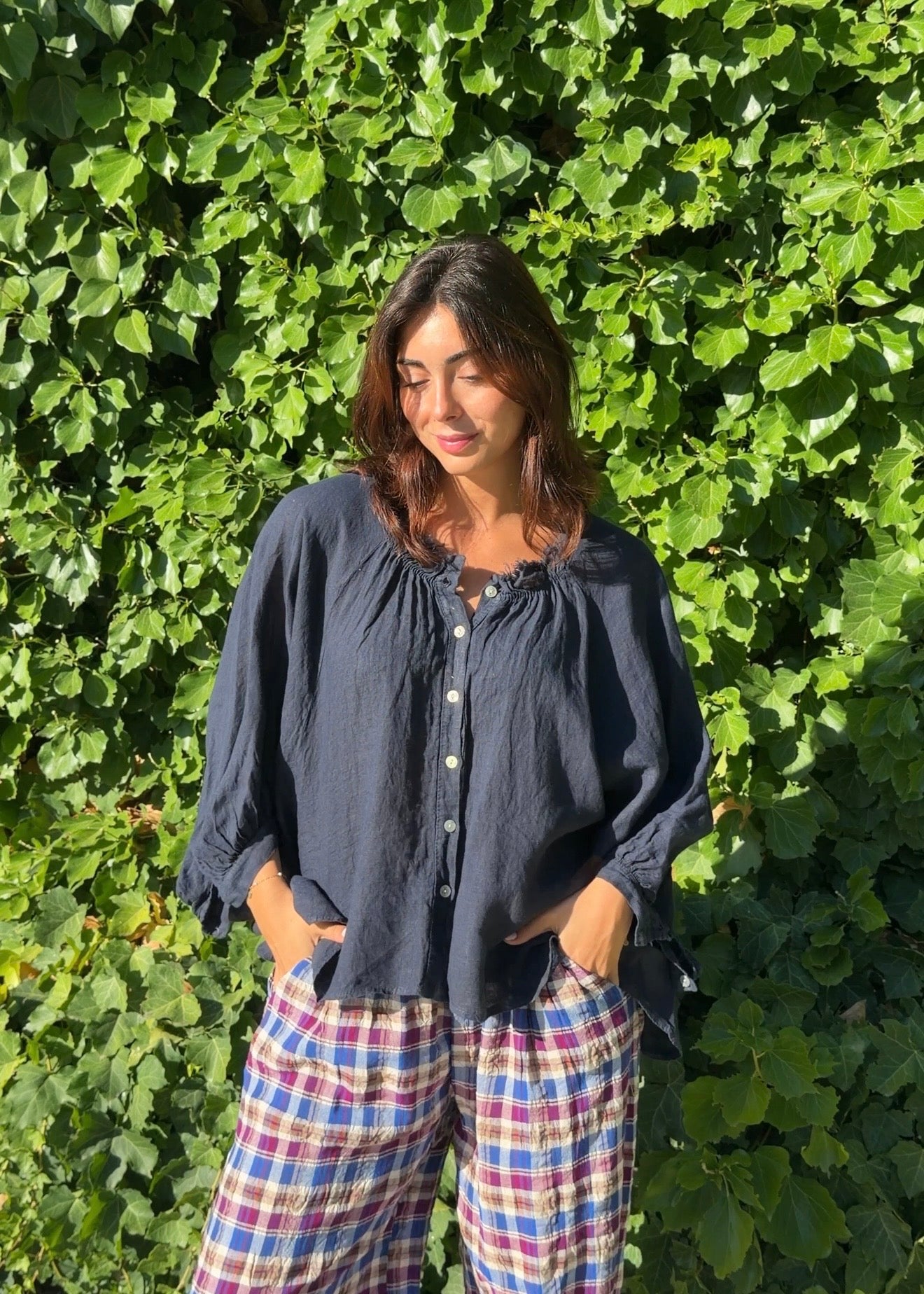 Blusa lino marino