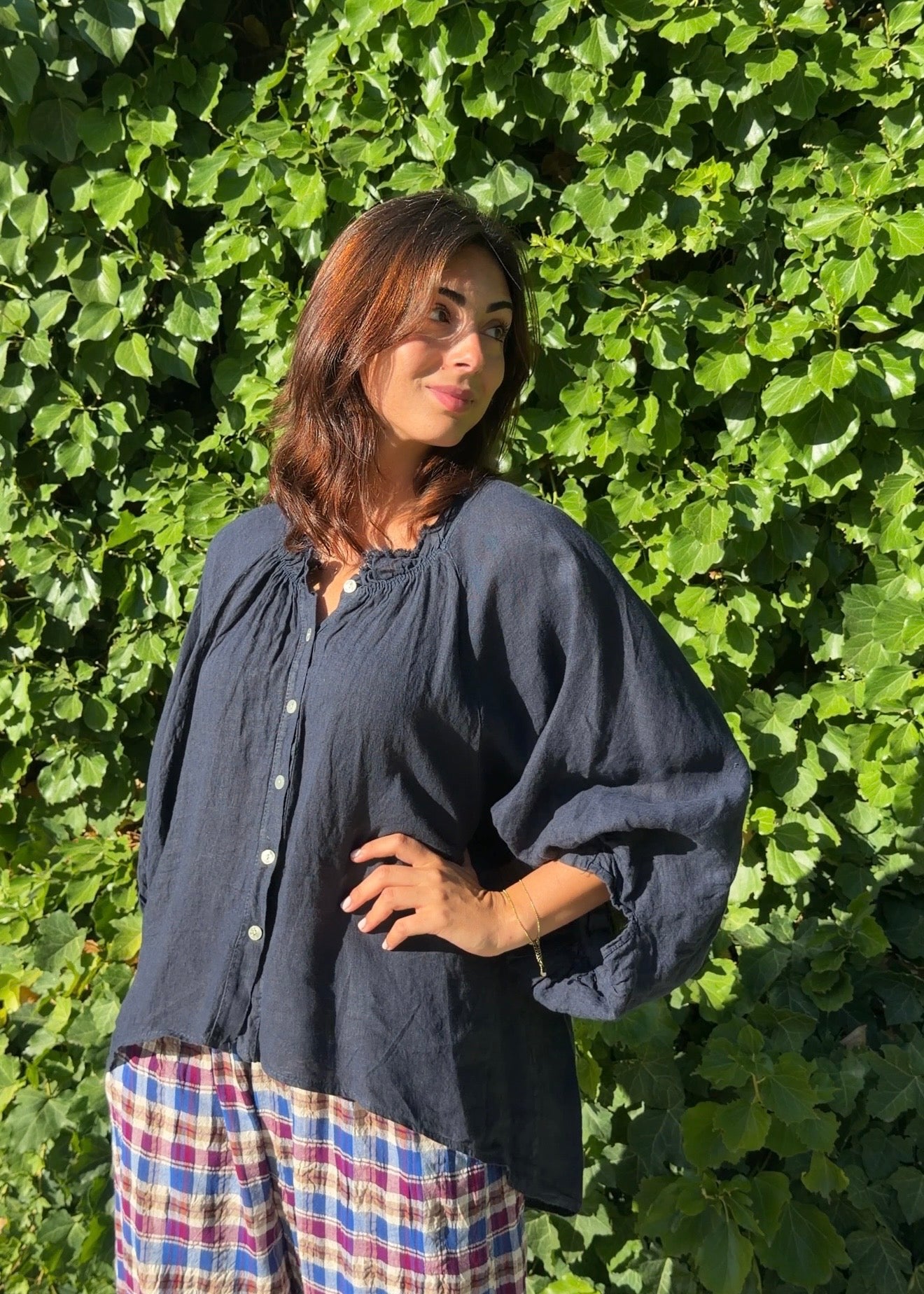 Blusa lino marino