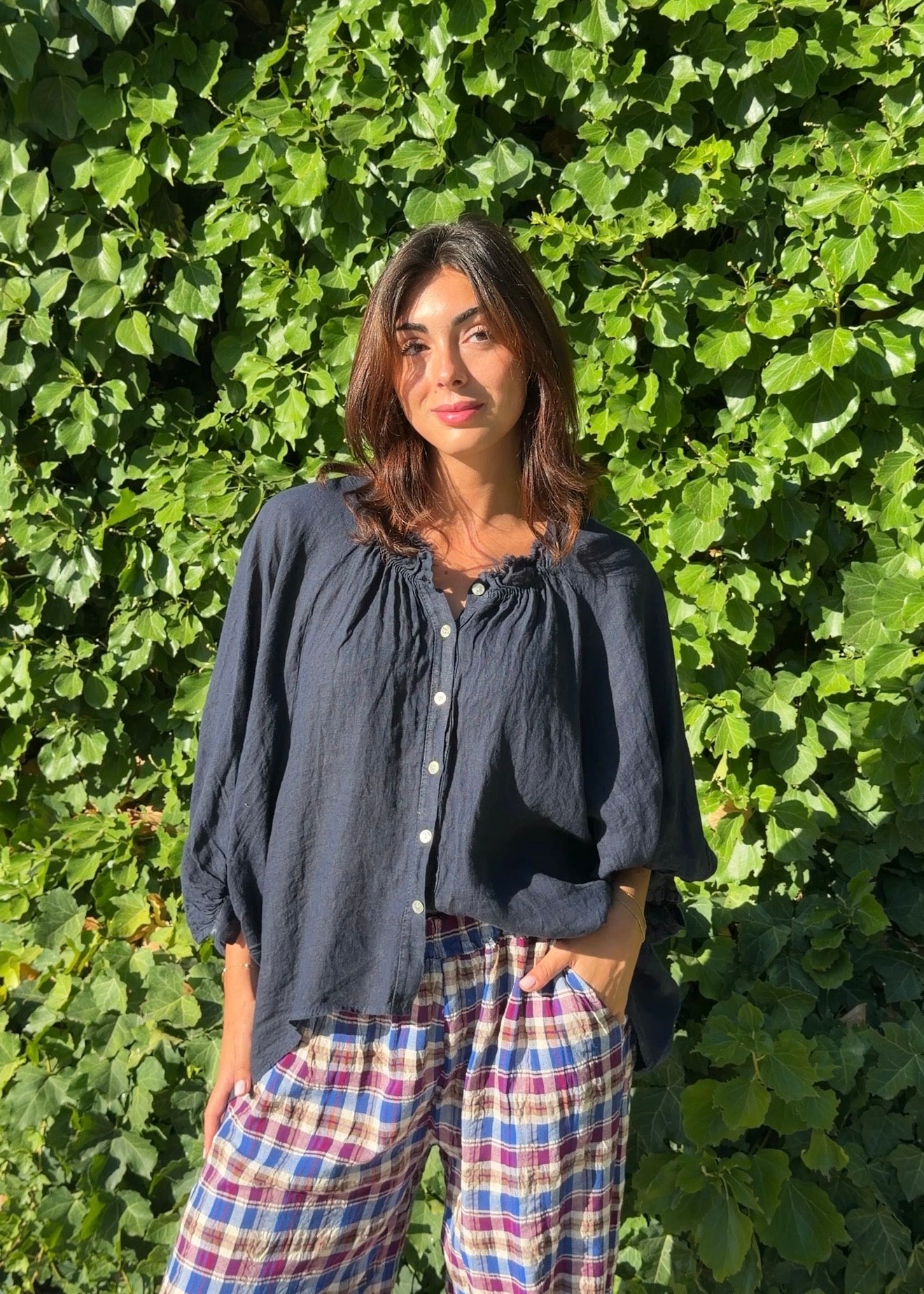 Blusa lino marino
