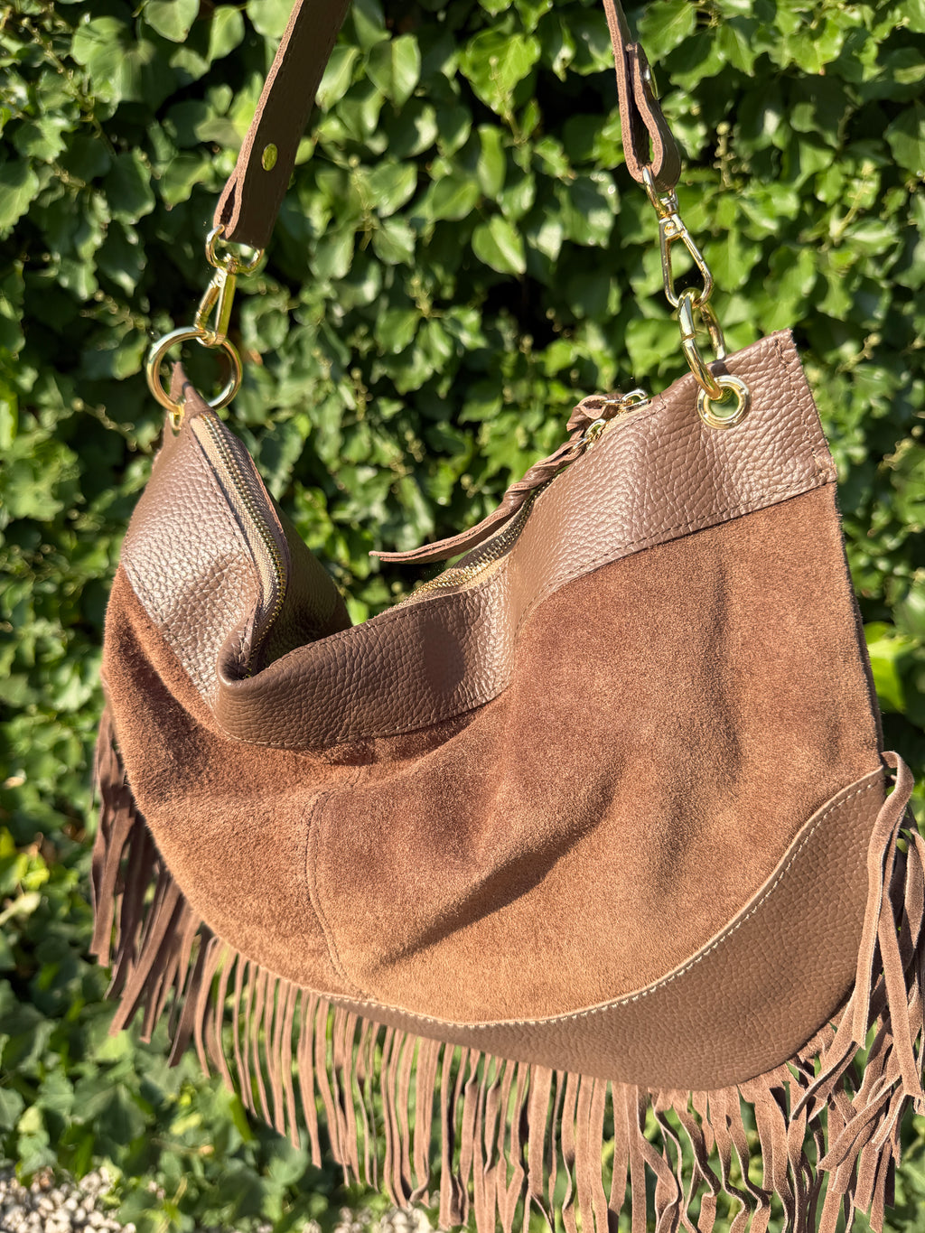 Bolso media luna topo
