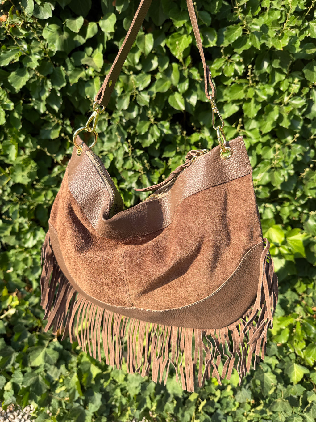 Bolso media luna topo