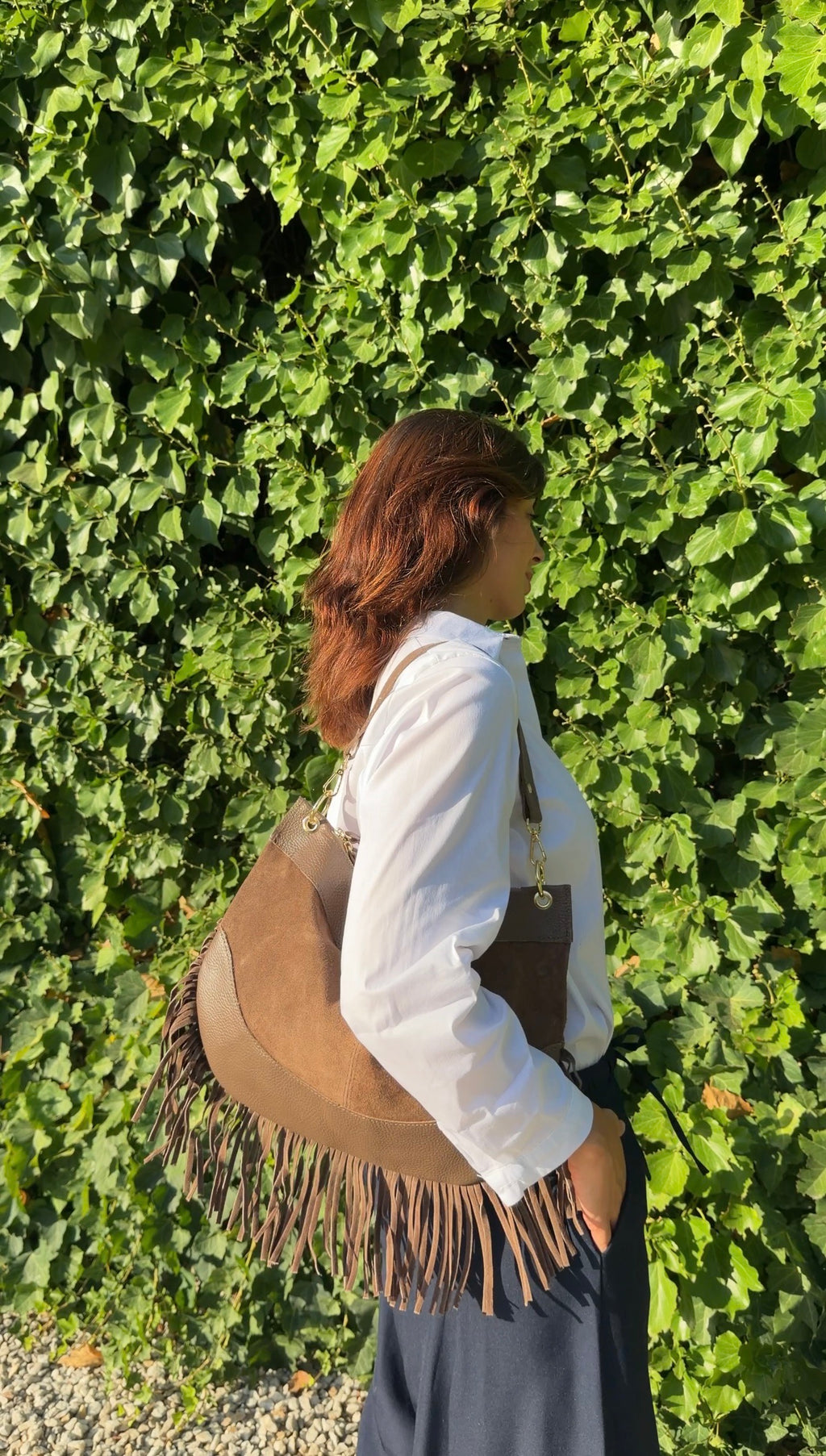 Bolso media luna topo