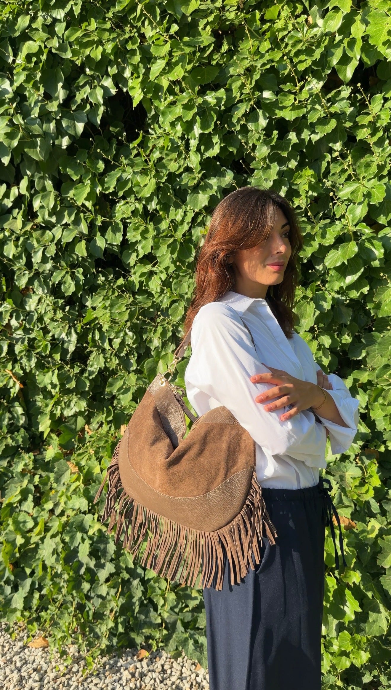 Bolso media luna topo