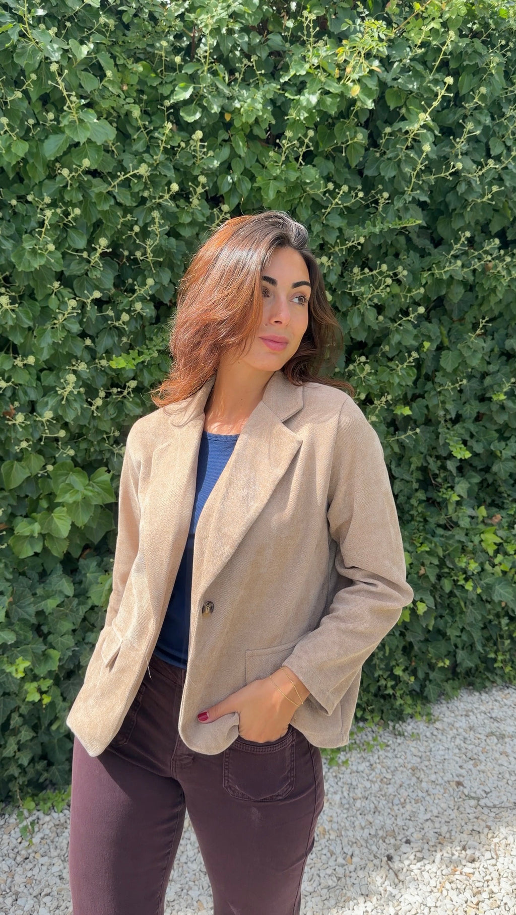 Americana aterciopelada beige