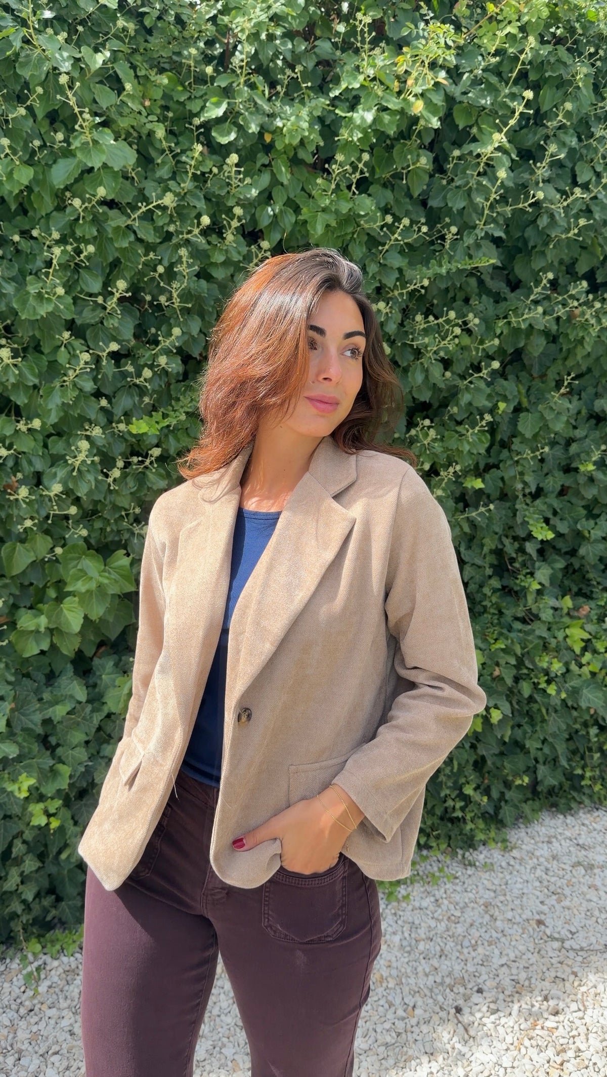 Americana aterciopelada beige