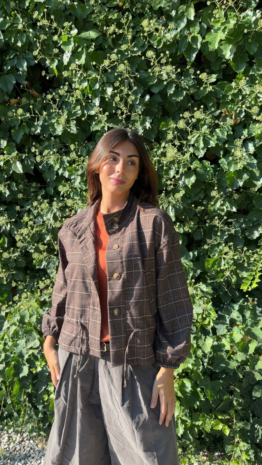 Chaqueta cuadros marrón