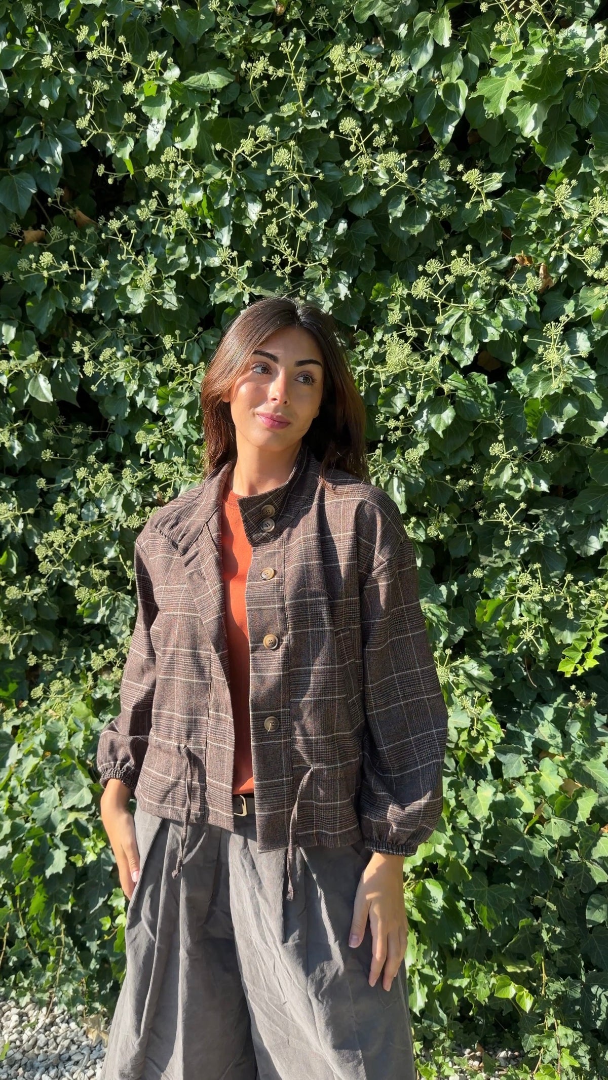 Chaqueta cuadros marrón