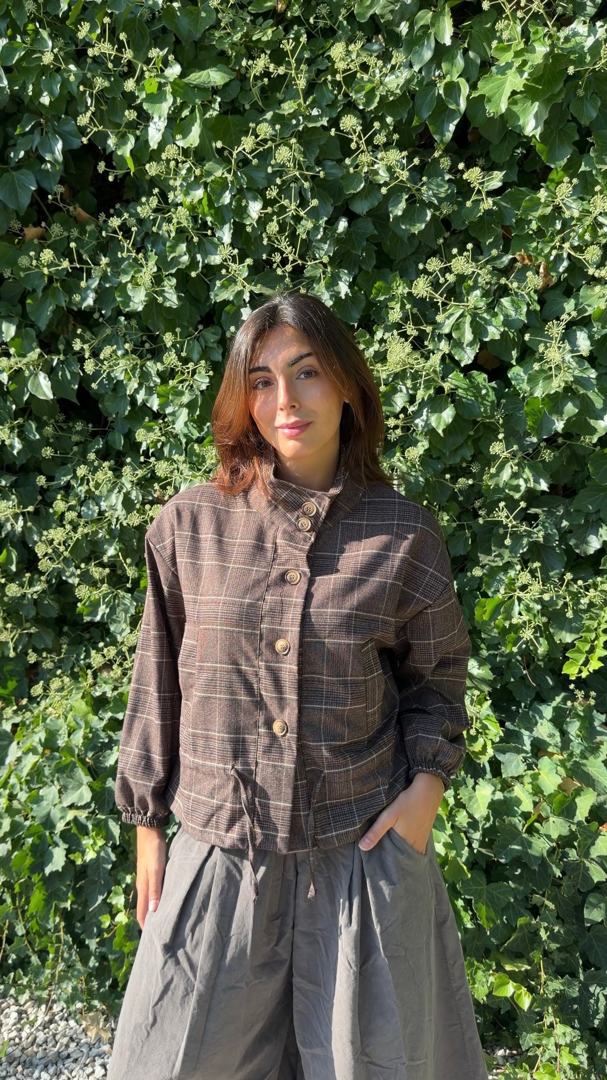 Chaqueta cuadros marrón
