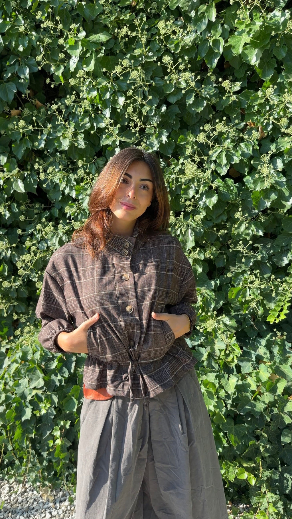 Chaqueta cuadros marrón