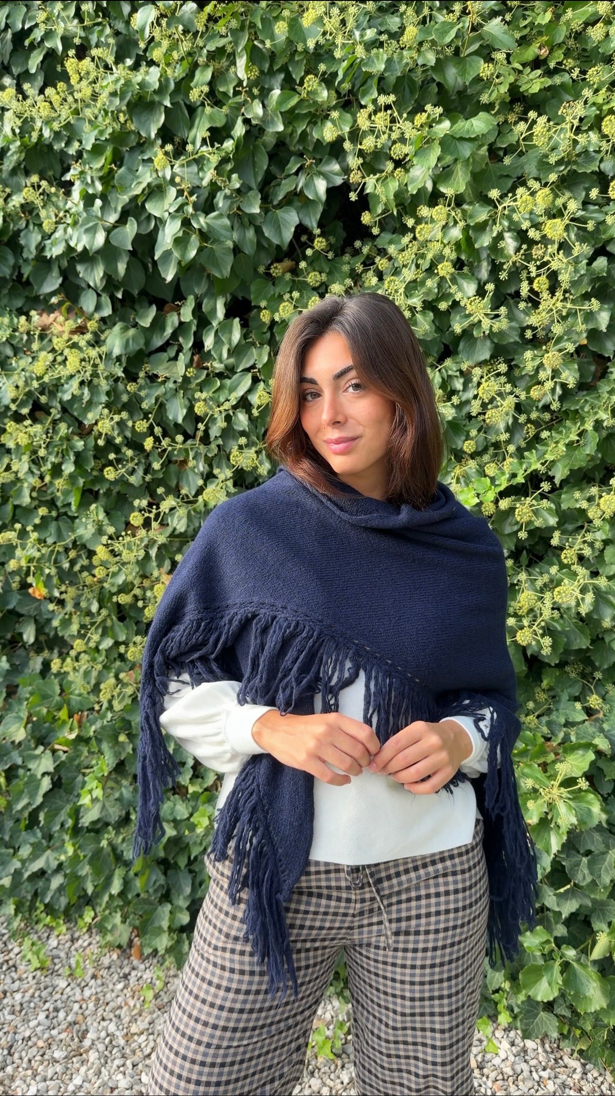 Poncho liso marino