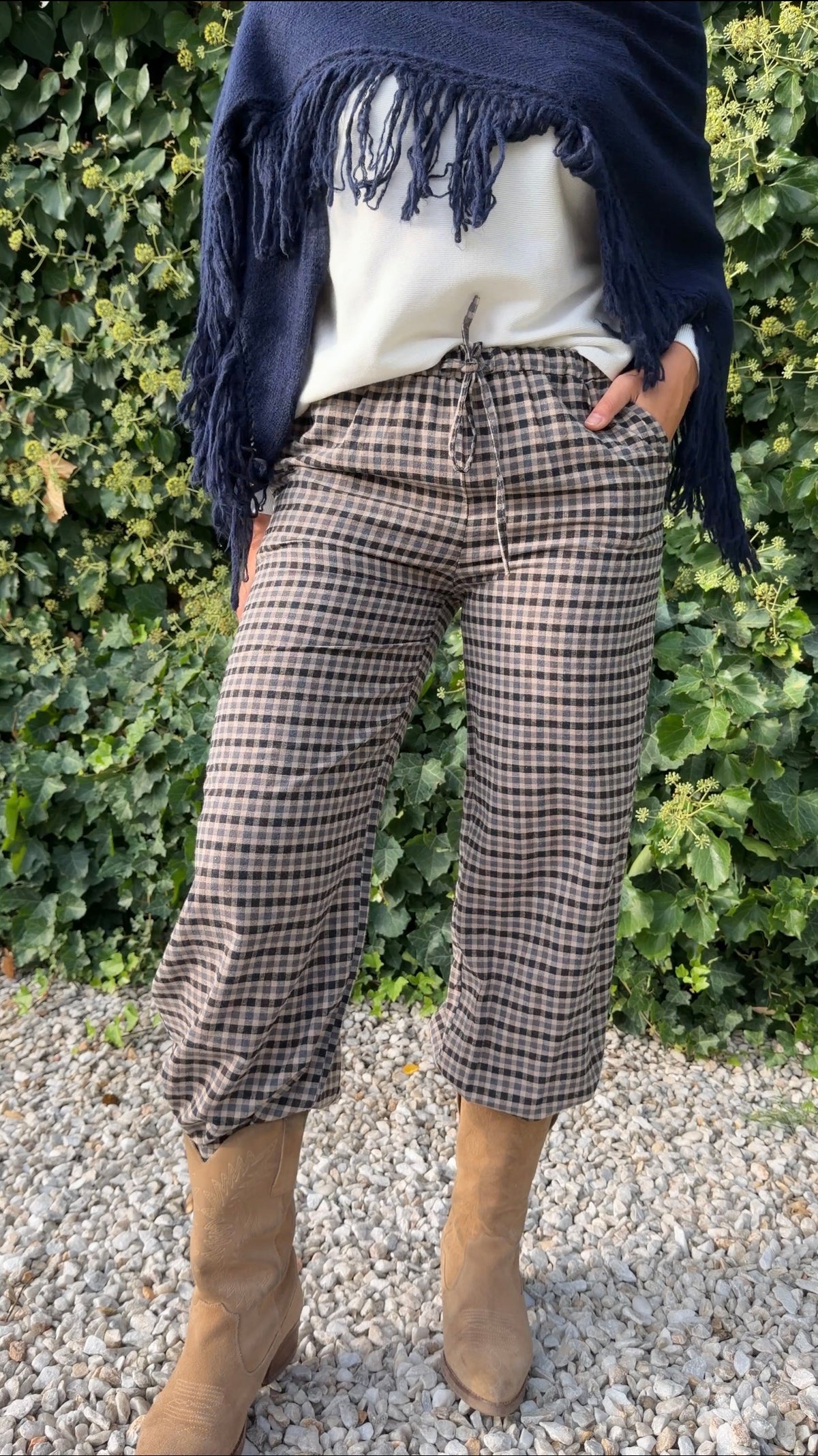 Pantalón bombacho cuadros azul