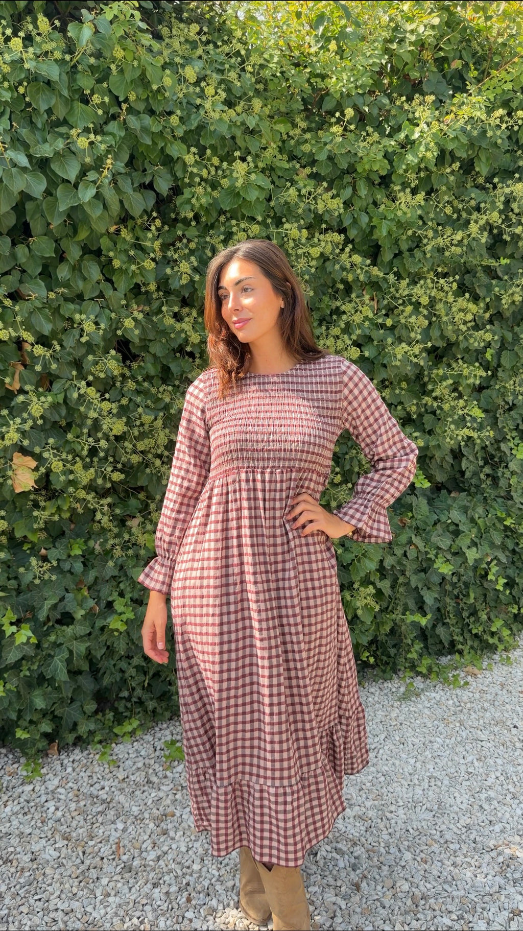 Vestido cuadros rosa