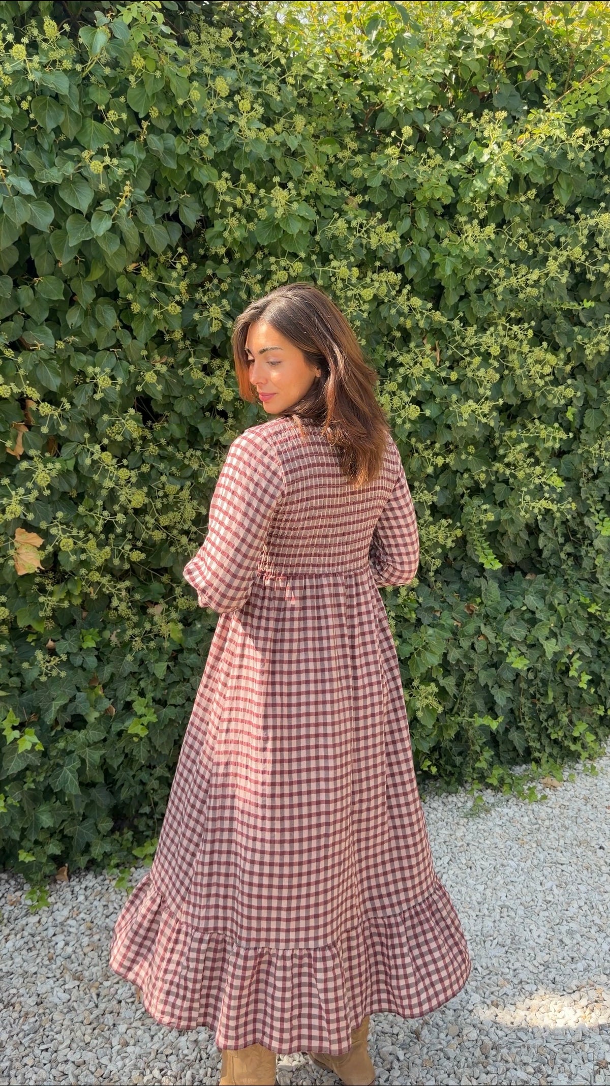 Vestido cuadros rosa