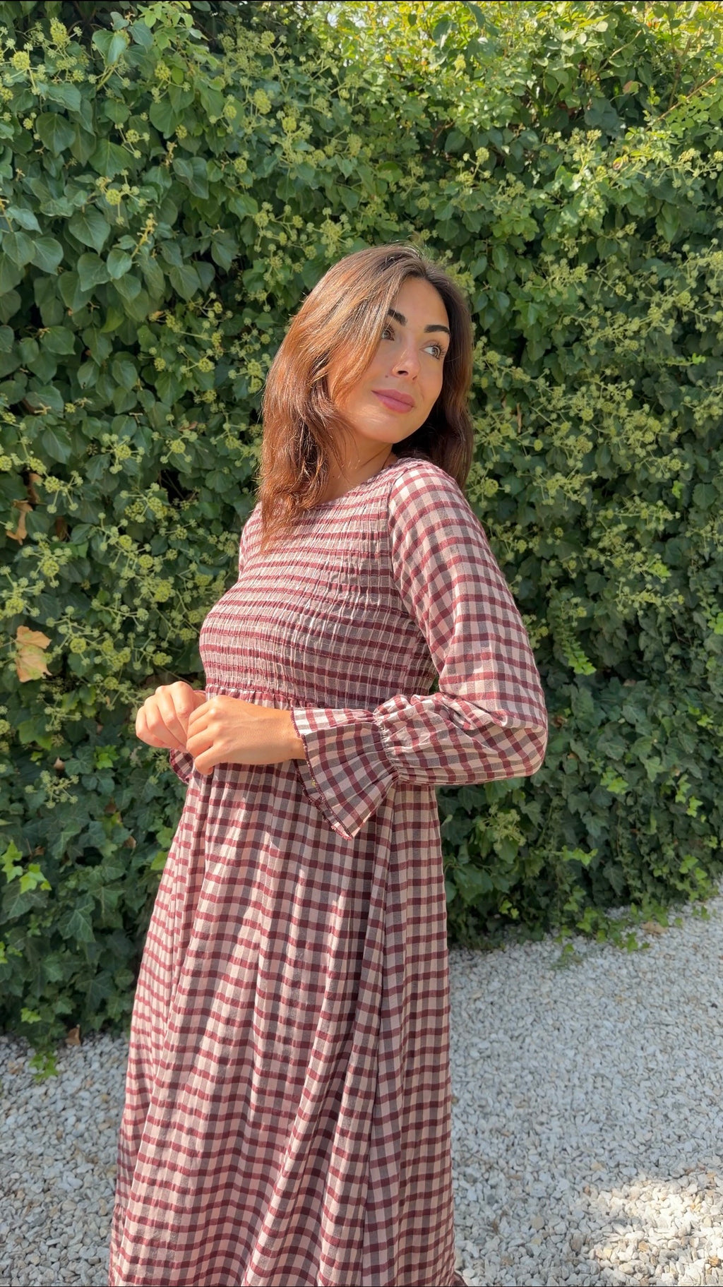 Vestido cuadros rosa