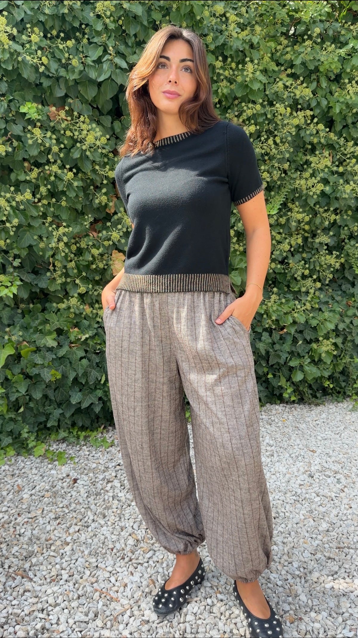 Pantalón bombacho espiga