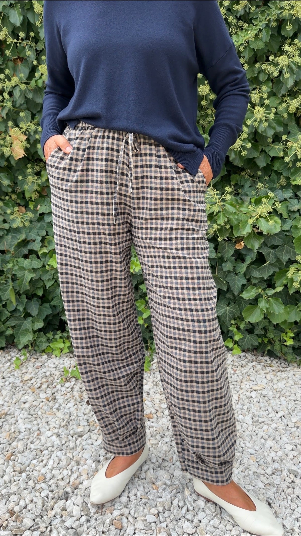 Pantalón bombacho cuadros azul