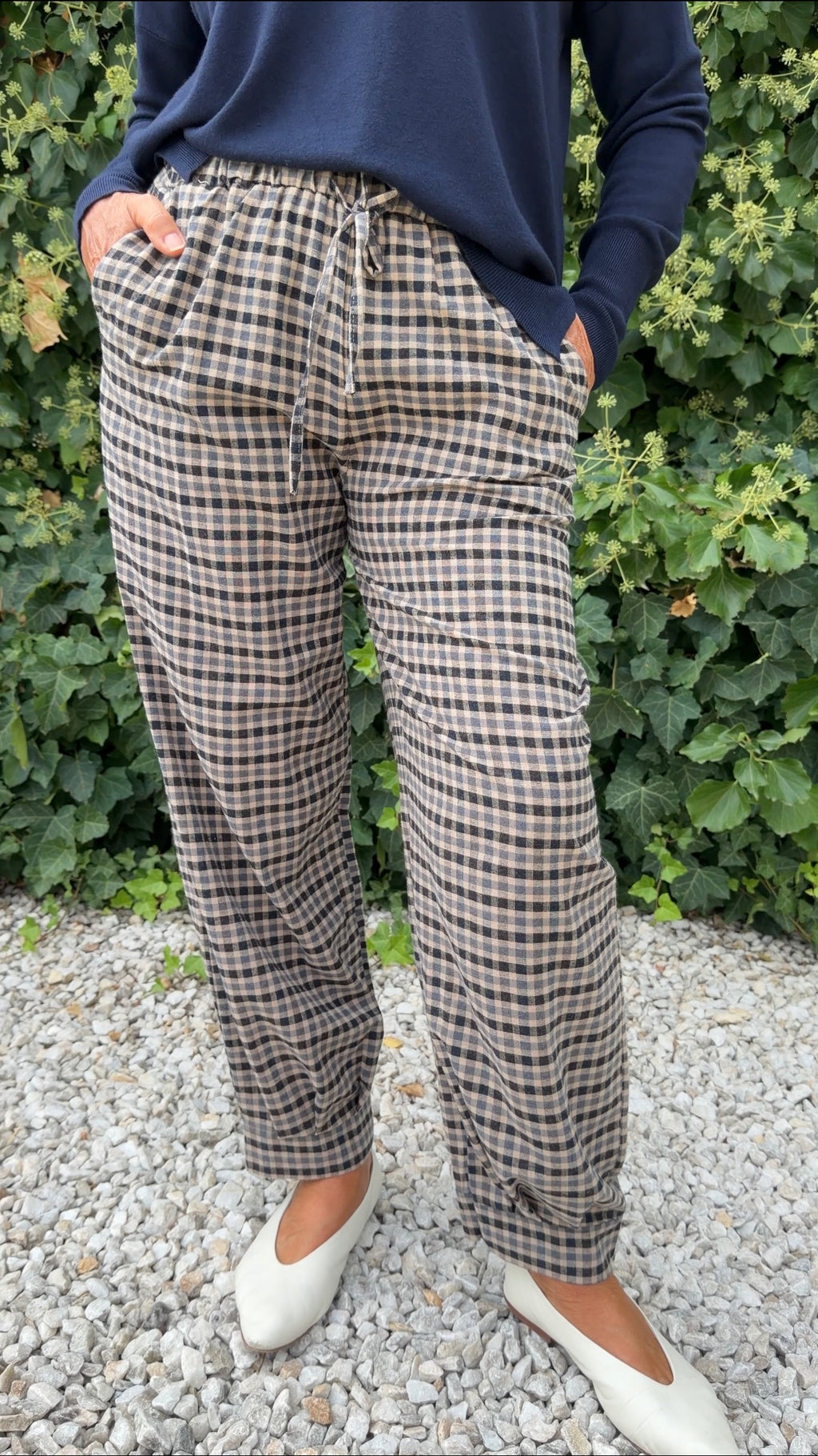 Pantalón bombacho cuadros azul
