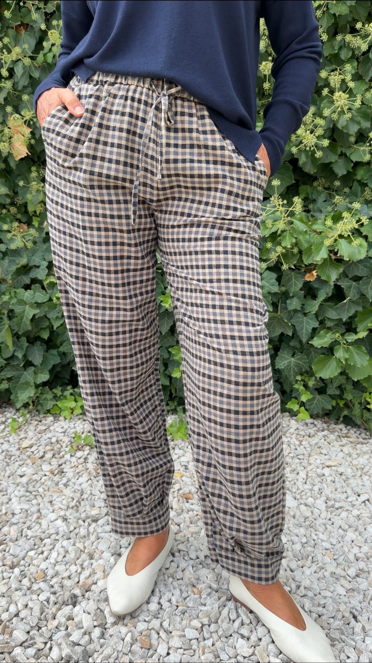 Pantalón bombacho cuadros azul